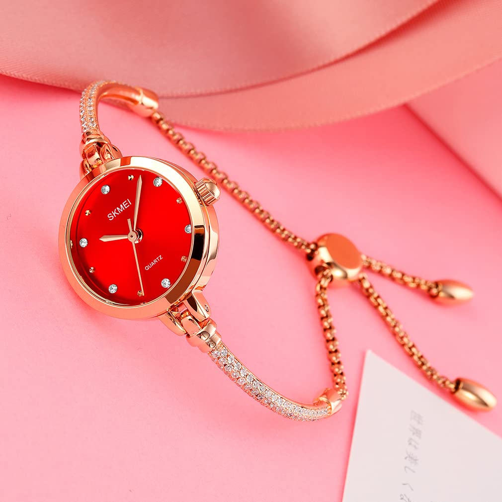 Foto 6 pulgar | Venta Internacional - Reloj Skmei, Pulsera De Oro Rosa A La Moda, Resistente Al Agua