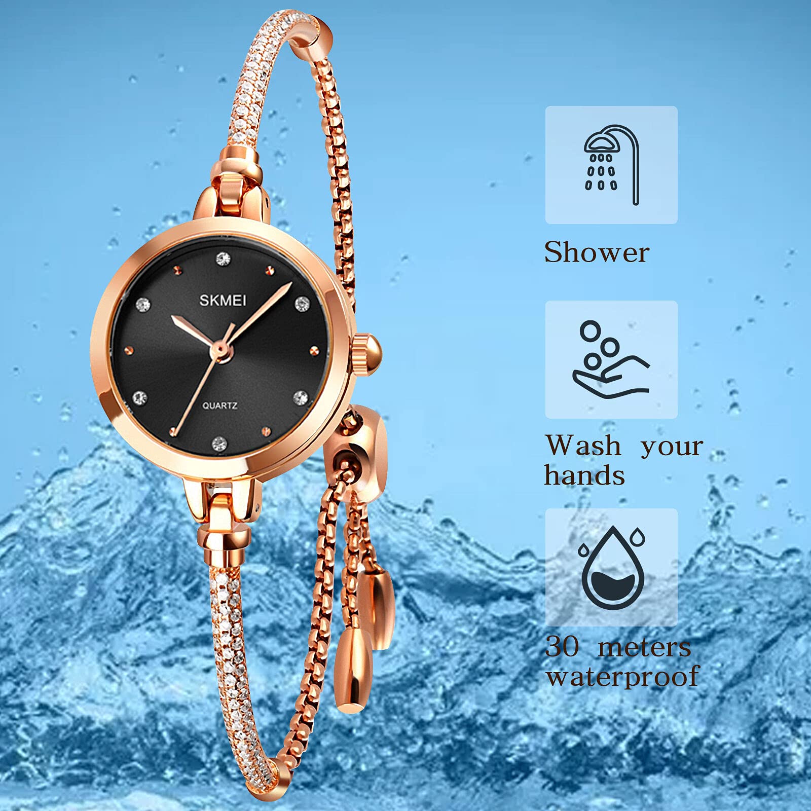 Foto 8 pulgar | Venta Internacional - Reloj De Pulsera Skmei Para Mujer, Moderno, Delgado, Resistente Al Agua, 30 M