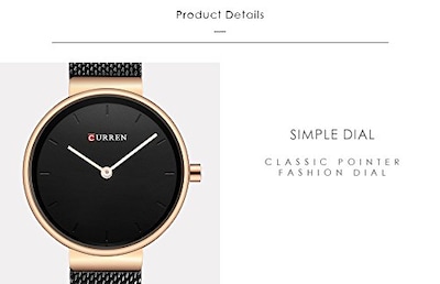 Foto 6 | Venta Internacional - Reloj para Mujer Curren Resistente al Agua Negro
