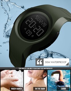 Foto 4 | Venta Internacional - Reloj Deportivo Digital Gosasa 50 M Con Alarma Impermeable, Color Verde Militar