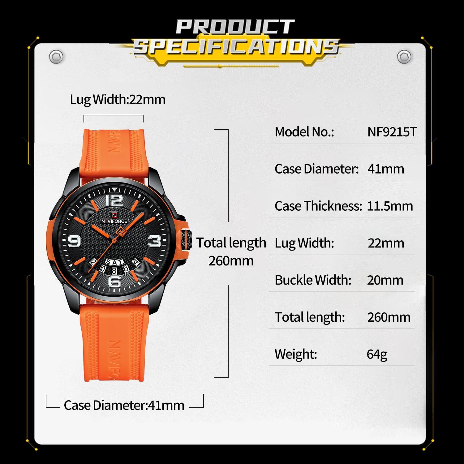 Foto 4 pulgar | Reloj Naviforce Naranja Unisex-Venta Internacional