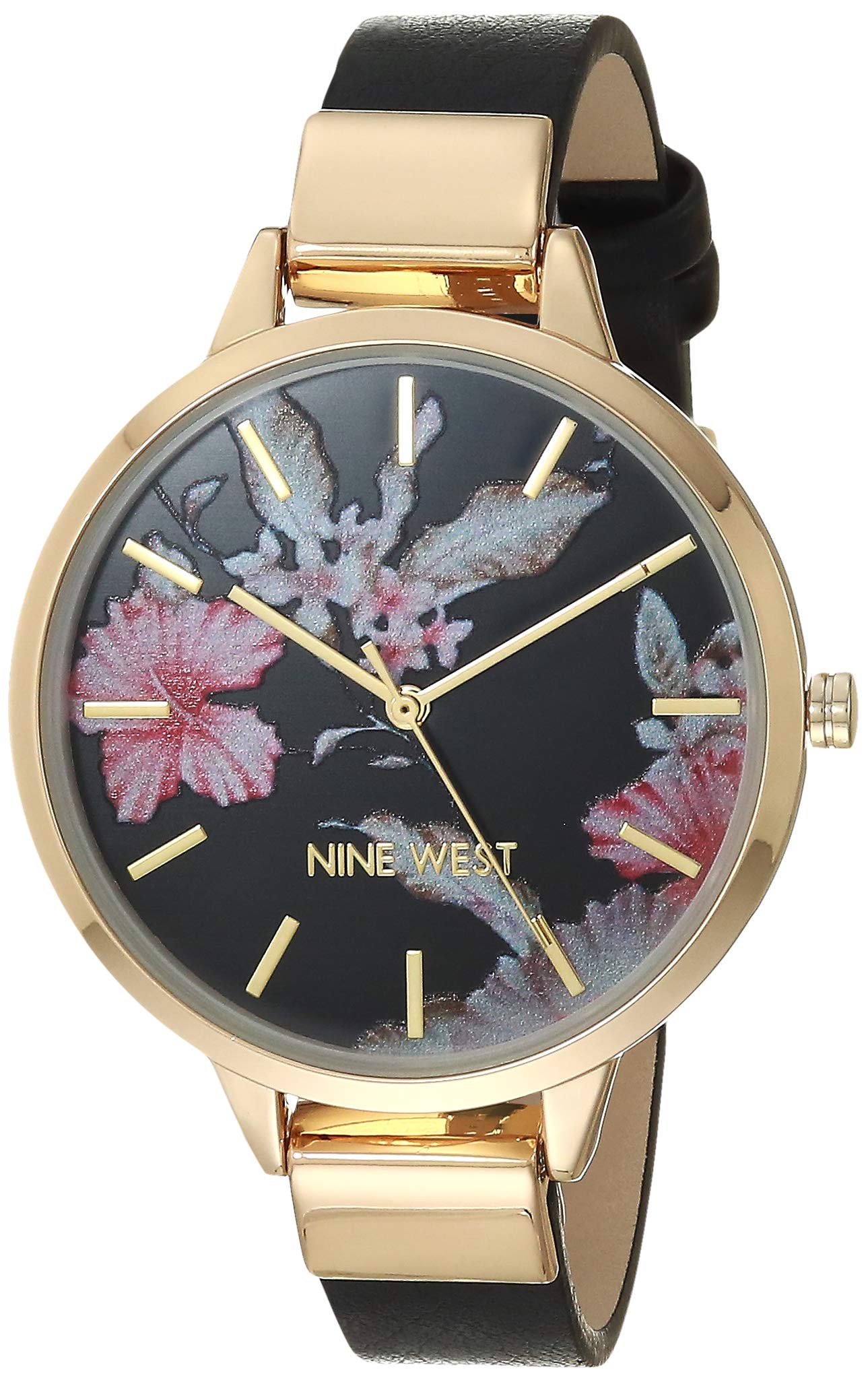 Foto 2 pulgar | Reloj Nine West Nw/2044flbk Piel Sintética de Cuarzo para Mujer - Venta Internacional