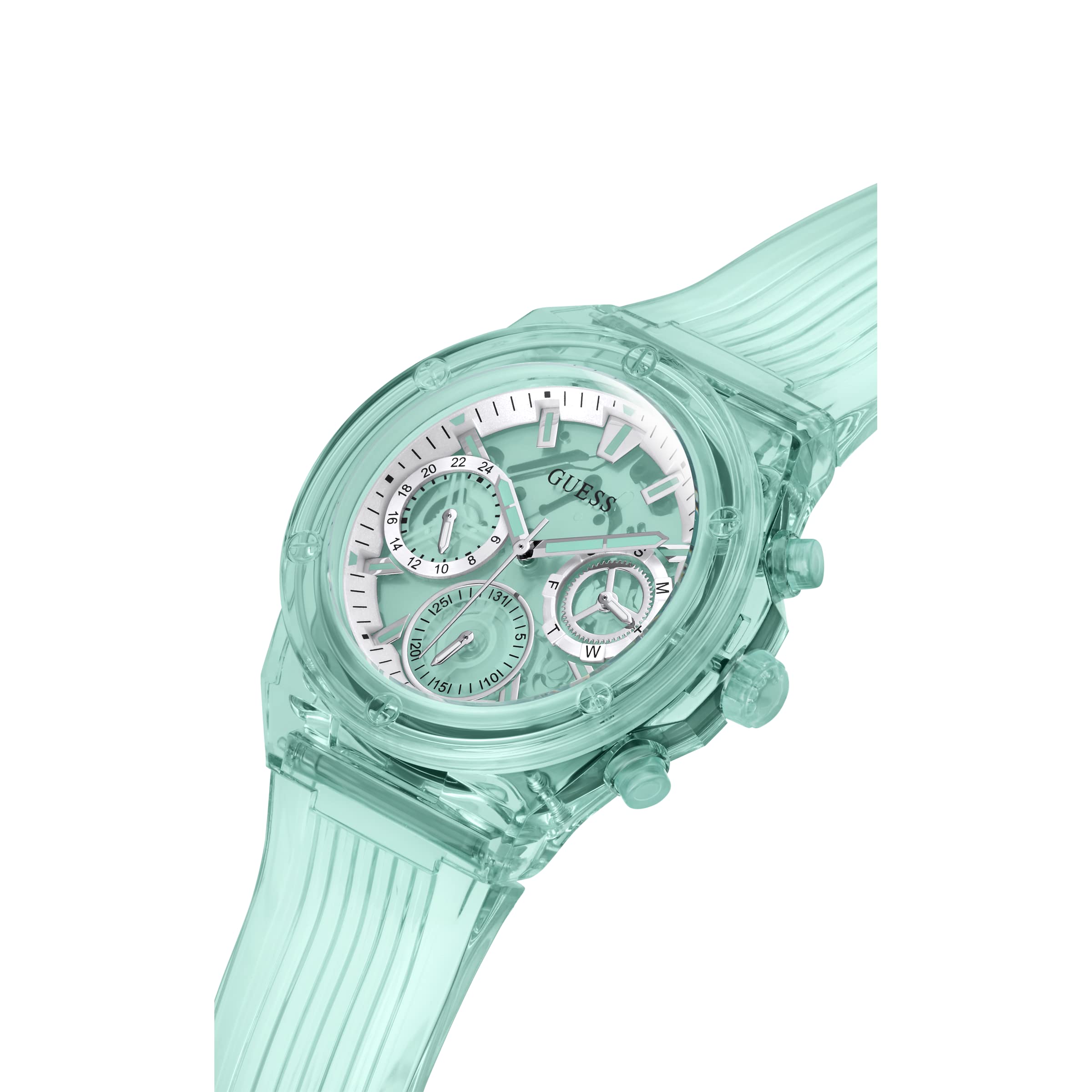 Foto 3 pulgar | Reloj Deportivo para Mujer Guess Transparente Multifunción 39 mm Turquesa - Venta Internacional