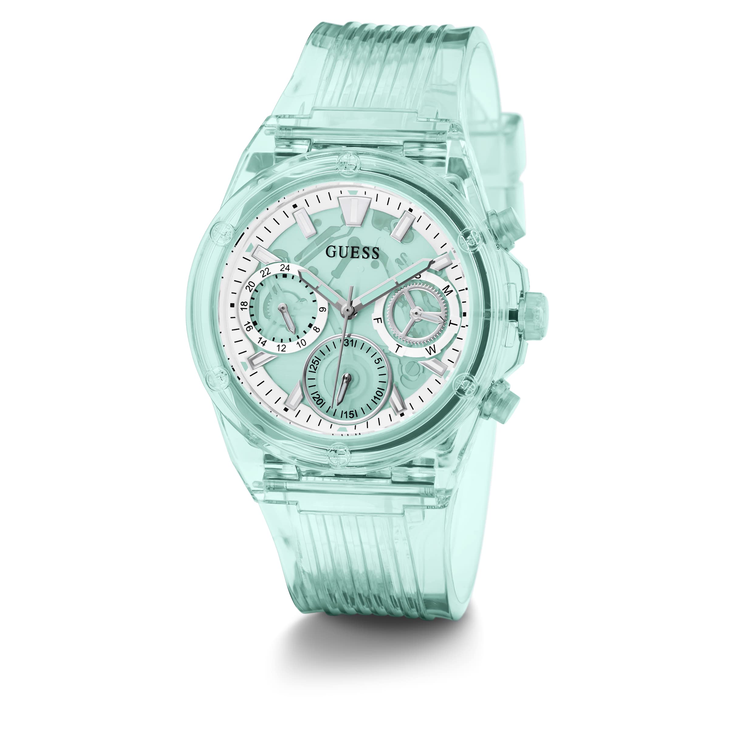 Foto 4 pulgar | Reloj Deportivo para Mujer Guess Transparente Multifunción 39 mm Turquesa - Venta Internacional