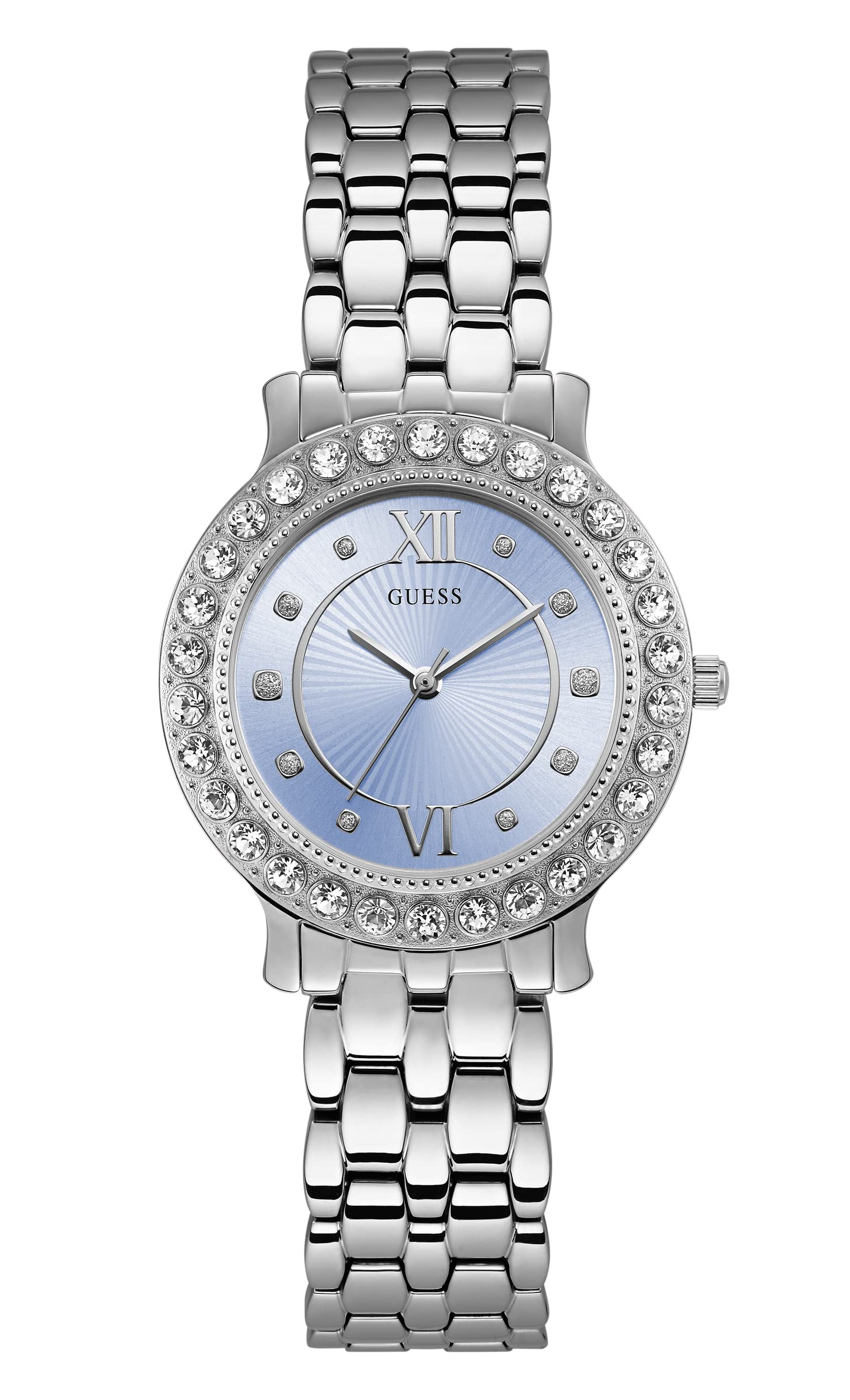 Foto 2 pulgar | Reloj Guess en Tono Plateado con Esfera Azul y Caja de 34 Mm para Mujer - Venta Internacional