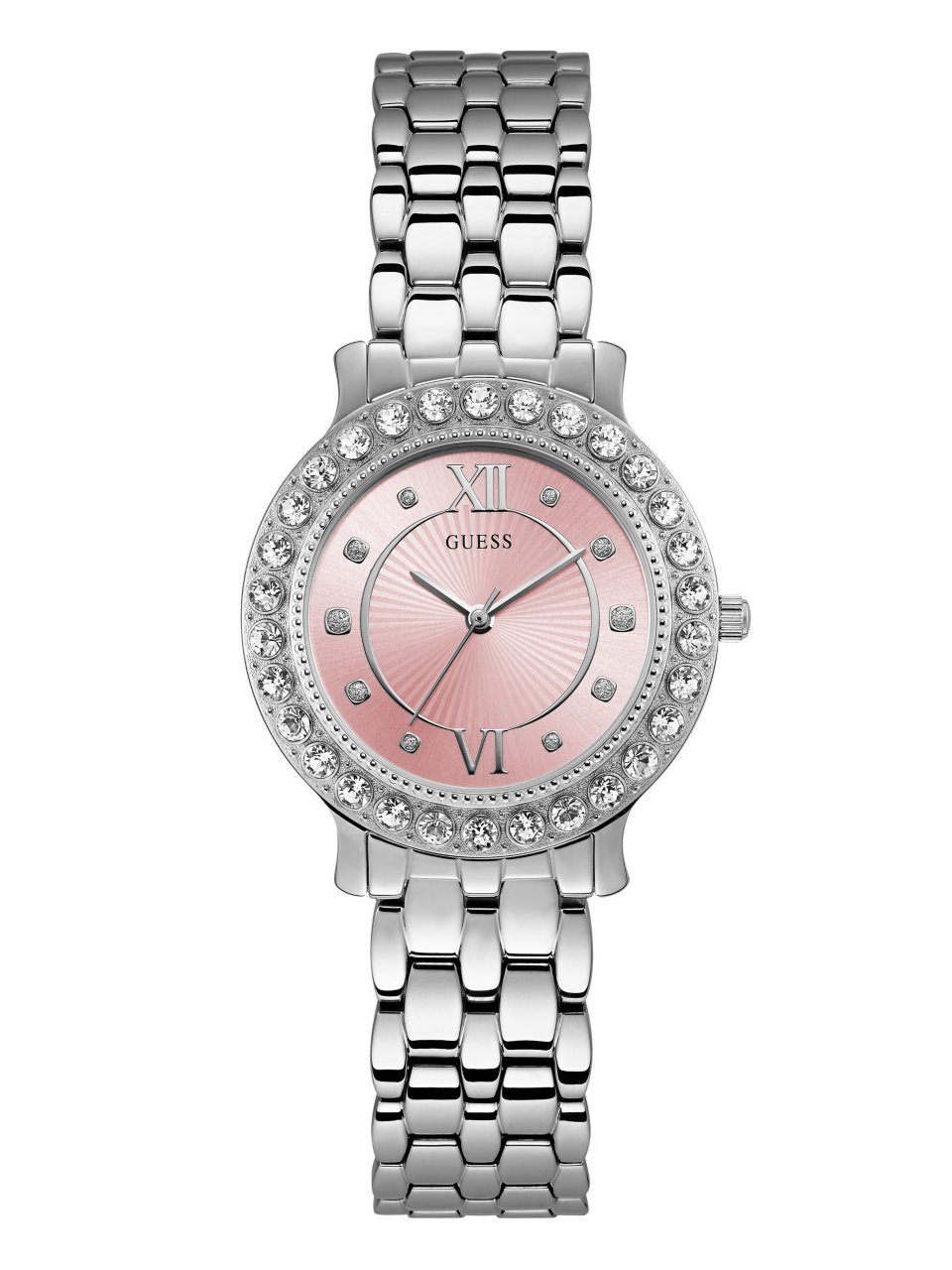 Foto 2 pulgar | Reloj Guess U1062L2 de acero inoxidable con cristal rosa y tono plateado -  Venta Internacional