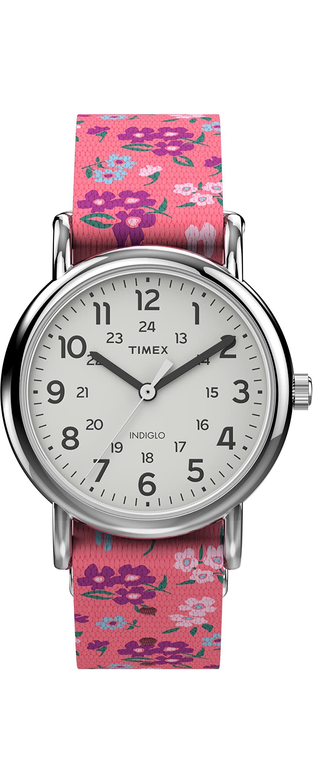 Foto 2 pulgar | Reloj Timex Weekender de 31 mm Tela Rosa Plateada para Mujer - Venta Internacional