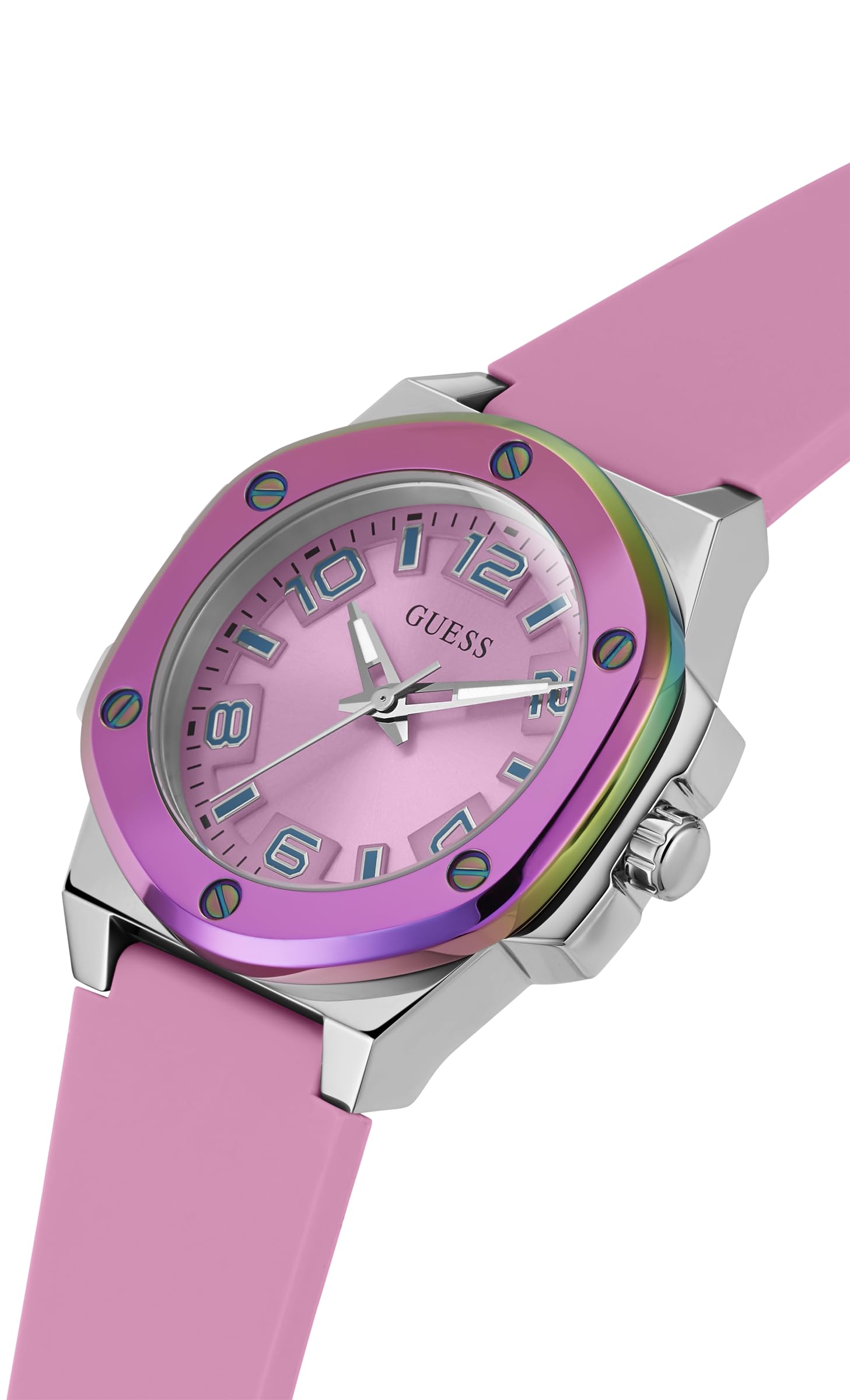 Foto 5 pulgar | Reloj Guess Para Mujer, Correa Rosa De 38 Mm, Esfera Rosa, Caja Bicolor - Venta Internacional.