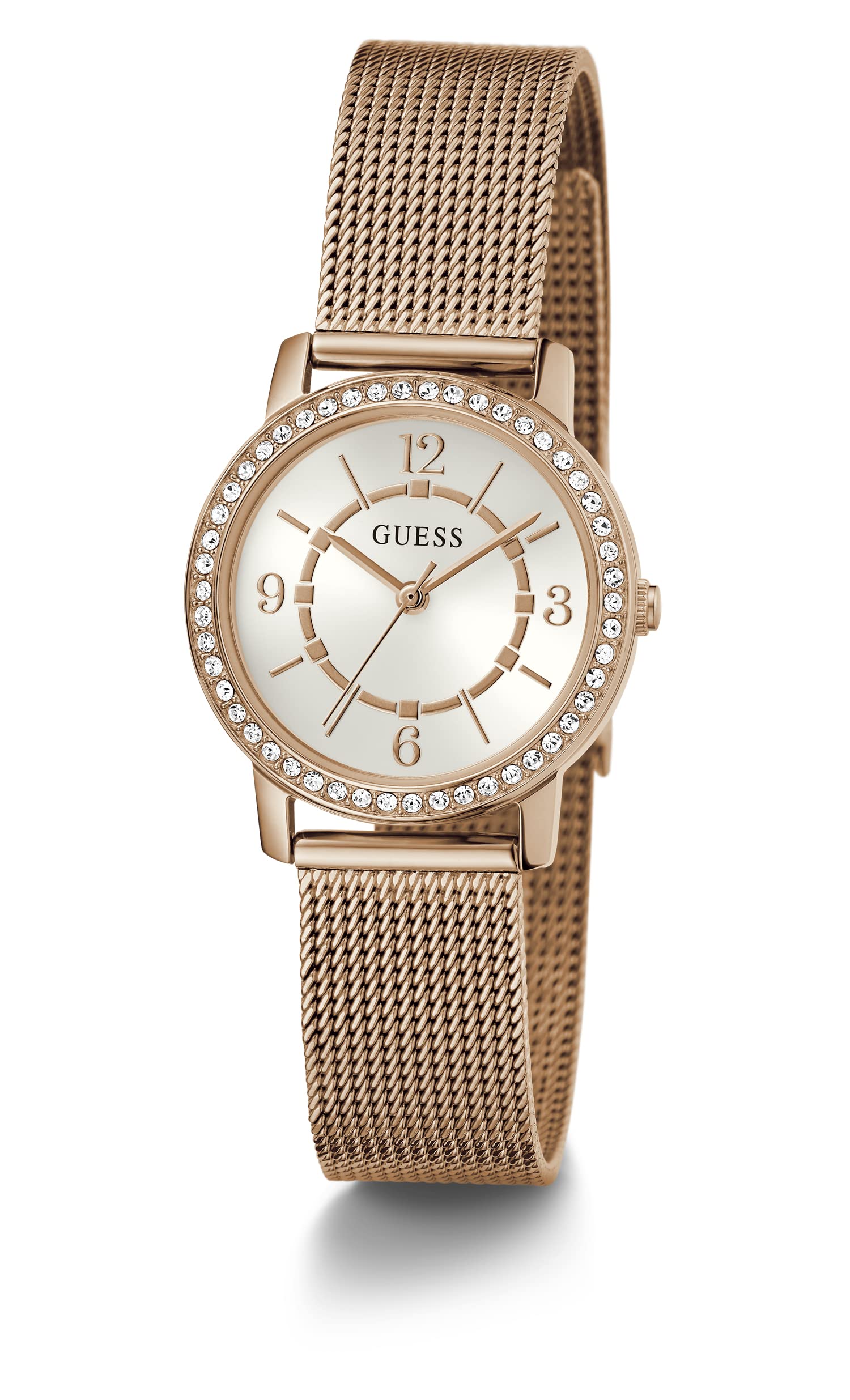 Foto 3 pulgar | Reloj Guess Para Mujer En Tono Oro Rosa Con Esfera Blanca Y Caja De 28 Mm - Venta Internacional.