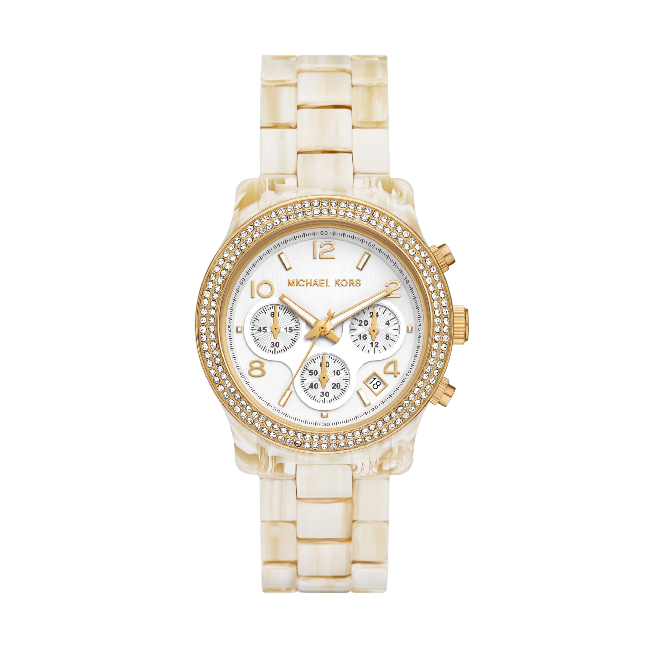 Reloj Michael Kors Runway Chronograph En Acetato De Alabastro - Venta Internacional.