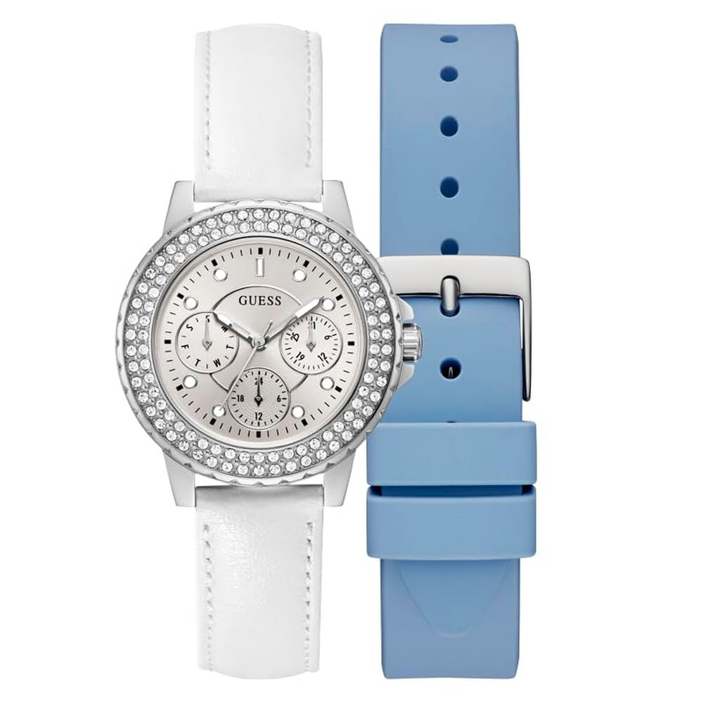 Foto 2 pulgar | Reloj Guess Para Mujer Con Correas Intercambiables De 36 Mm Y Esfera Blanca - Venta Internacional.