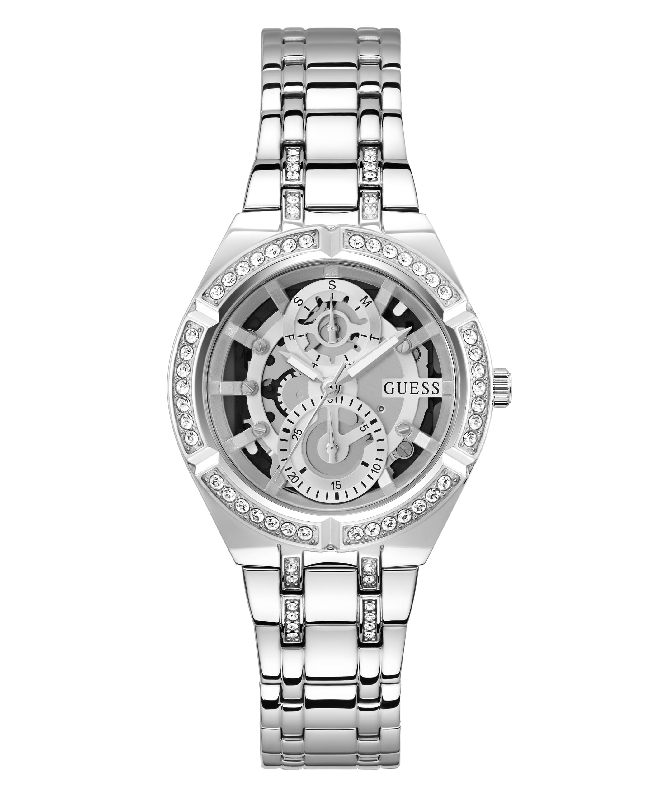 Foto 2 pulgar | Pulsera Watch Guess Para Mujer En Tono Plateado De 36 Mm Con Esfera Plateada - Venta Internacional.