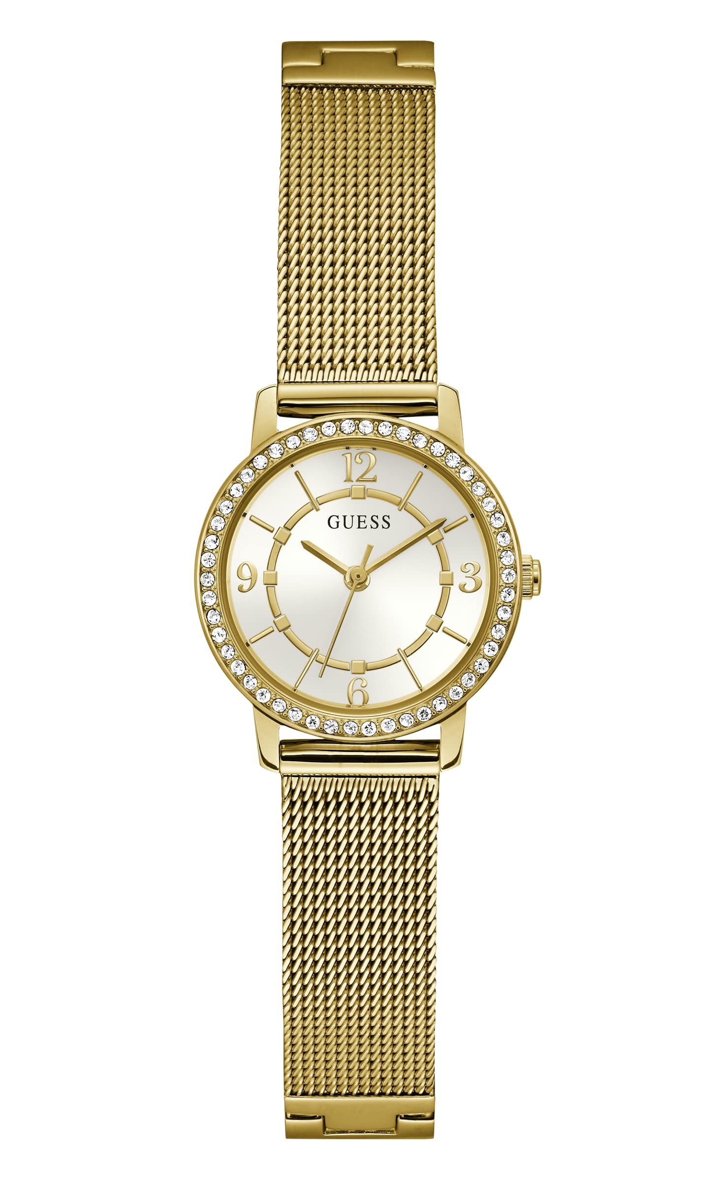 Foto 2 pulgar | Reloj Guess Para Mujer En Tono Dorado Con Esfera Blanca, Caja De 28 Mm Y 100 M De Ancho - Venta Internacional.