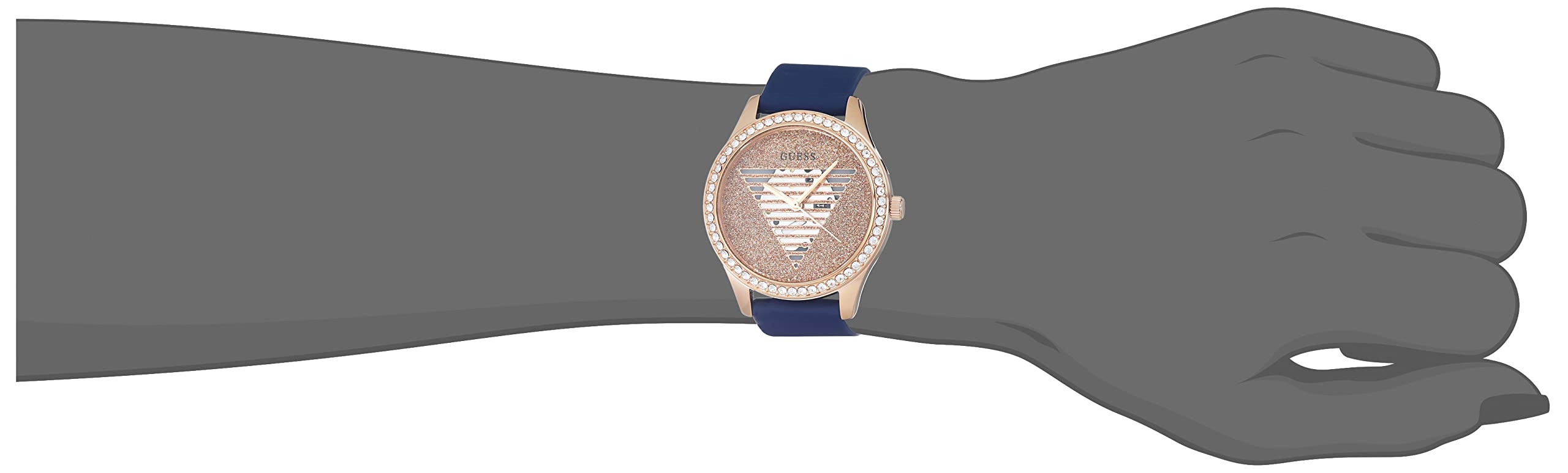 Foto 4 pulgar | Reloj Guess Para Mujer De 38 Mm Con Correa De Silicona Azul Y Oro Rosa - Venta Internacional.