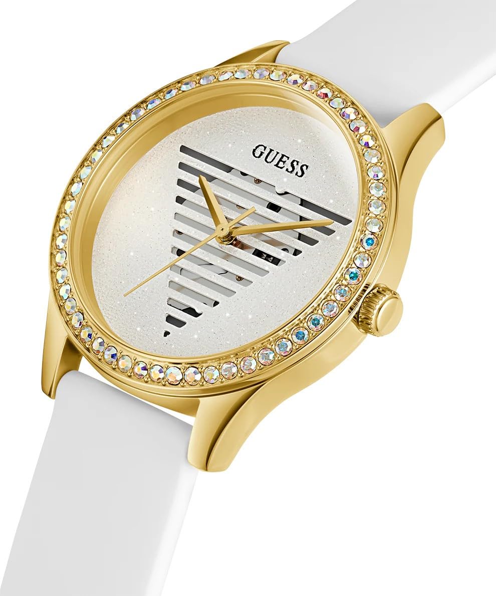 Foto 3 pulgar | Reloj Guess Para Mujer, 38 Mm, Correa Blanca, Esfera Blanca, Tono Dorado - Venta Internacional.