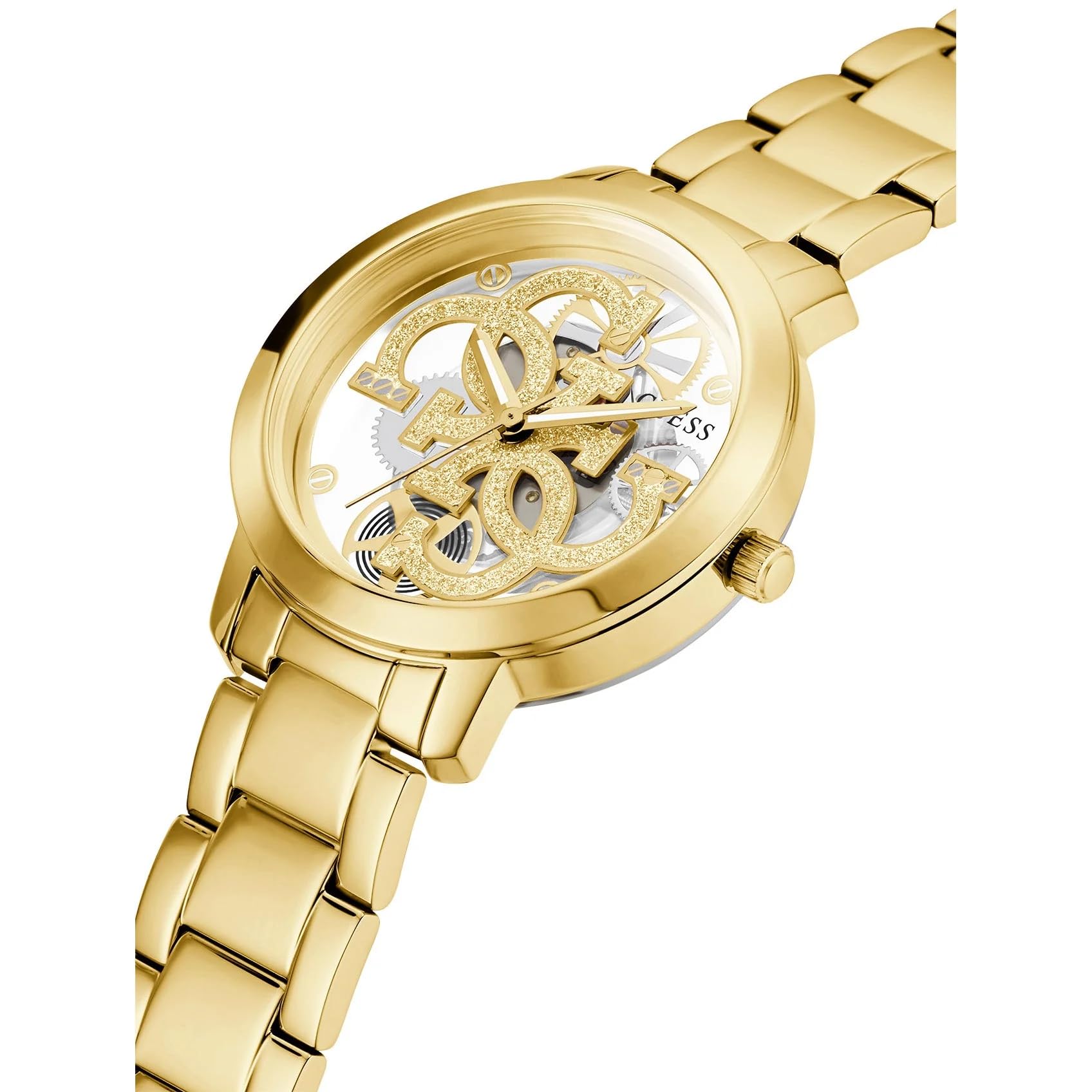 Foto 3 pulgar | Reloj Guess Ladies Trend De Acero Inoxidable Dorado Transparente De 36 Mm - Venta Internacional.