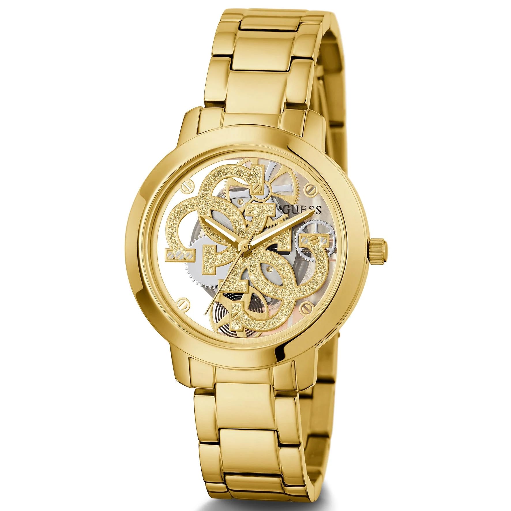 Foto 4 pulgar | Reloj Guess Ladies Trend De Acero Inoxidable Dorado Transparente De 36 Mm - Venta Internacional.