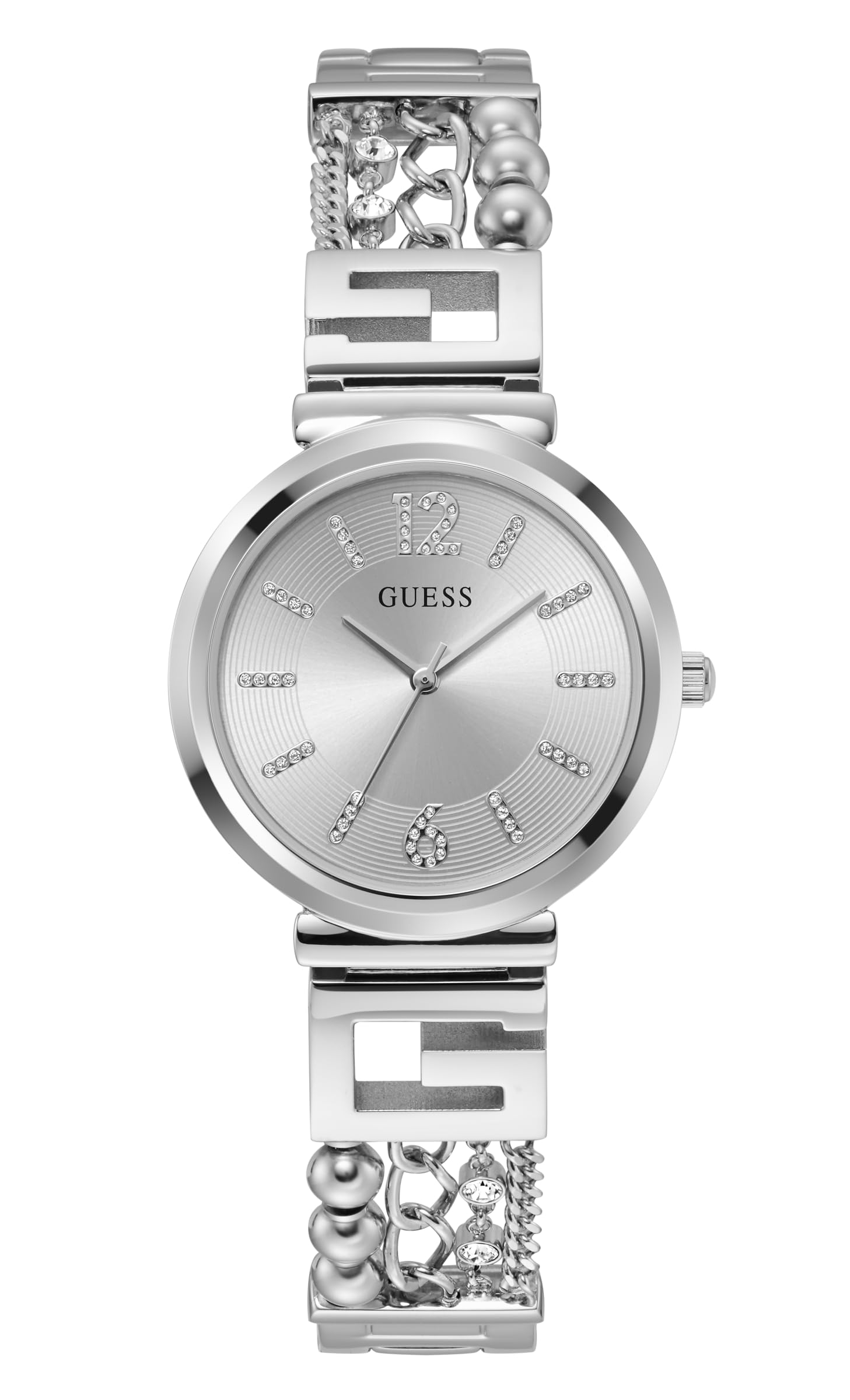 Reloj Guess Para Mujer, Pulsera En Tono Plateado De 32 Mm Con Esfera Plateada - Venta Internacional.