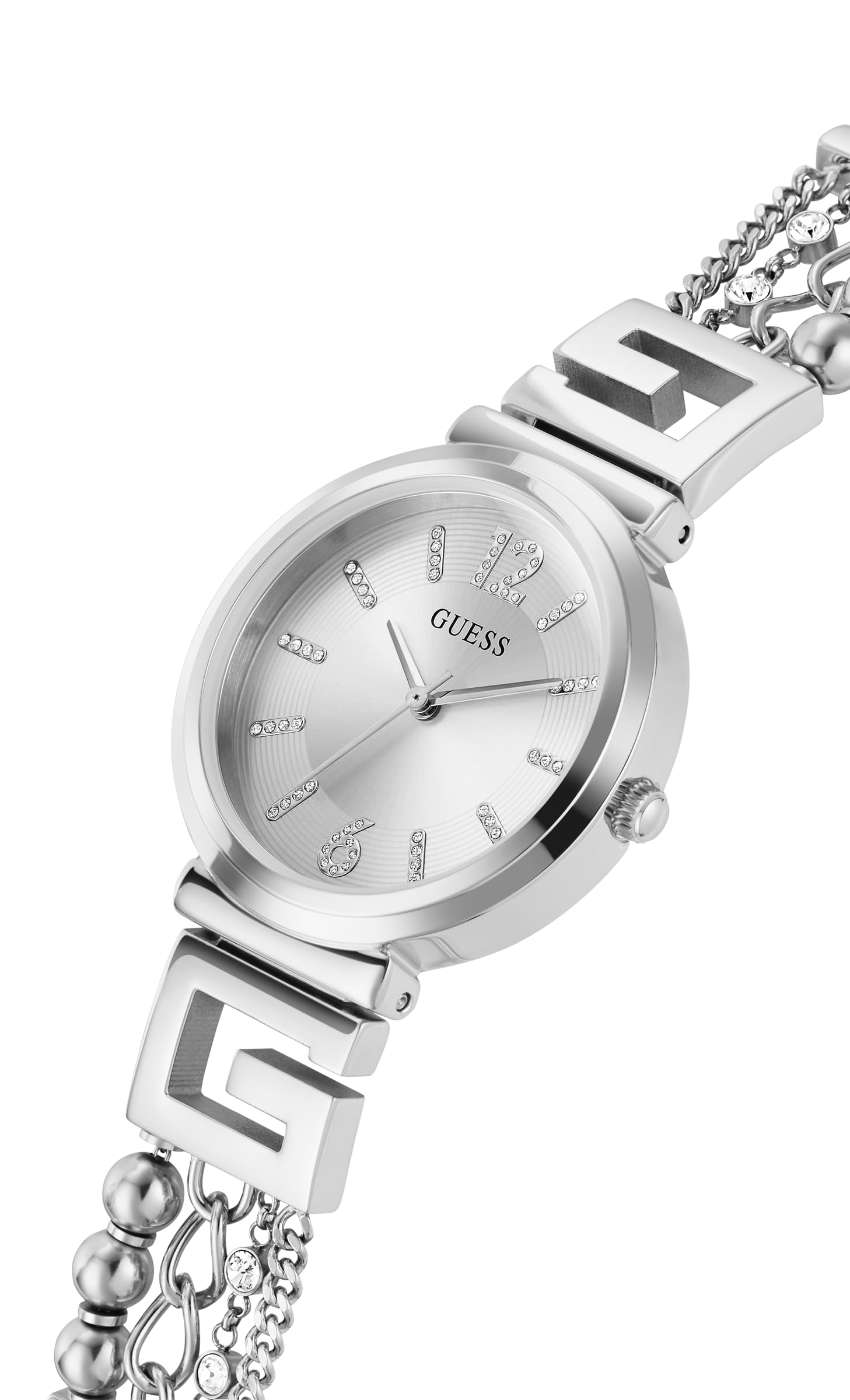 Foto 5 pulgar | Reloj Guess Para Mujer, Pulsera En Tono Plateado De 32 Mm Con Esfera Plateada - Venta Internacional.