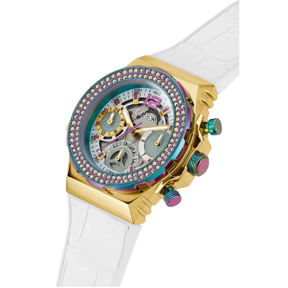 Foto 3 pulgar | Reloj Guess Fusion Quartz Para Mujer Con Correa De Piel Blanca - Venta Internacional.