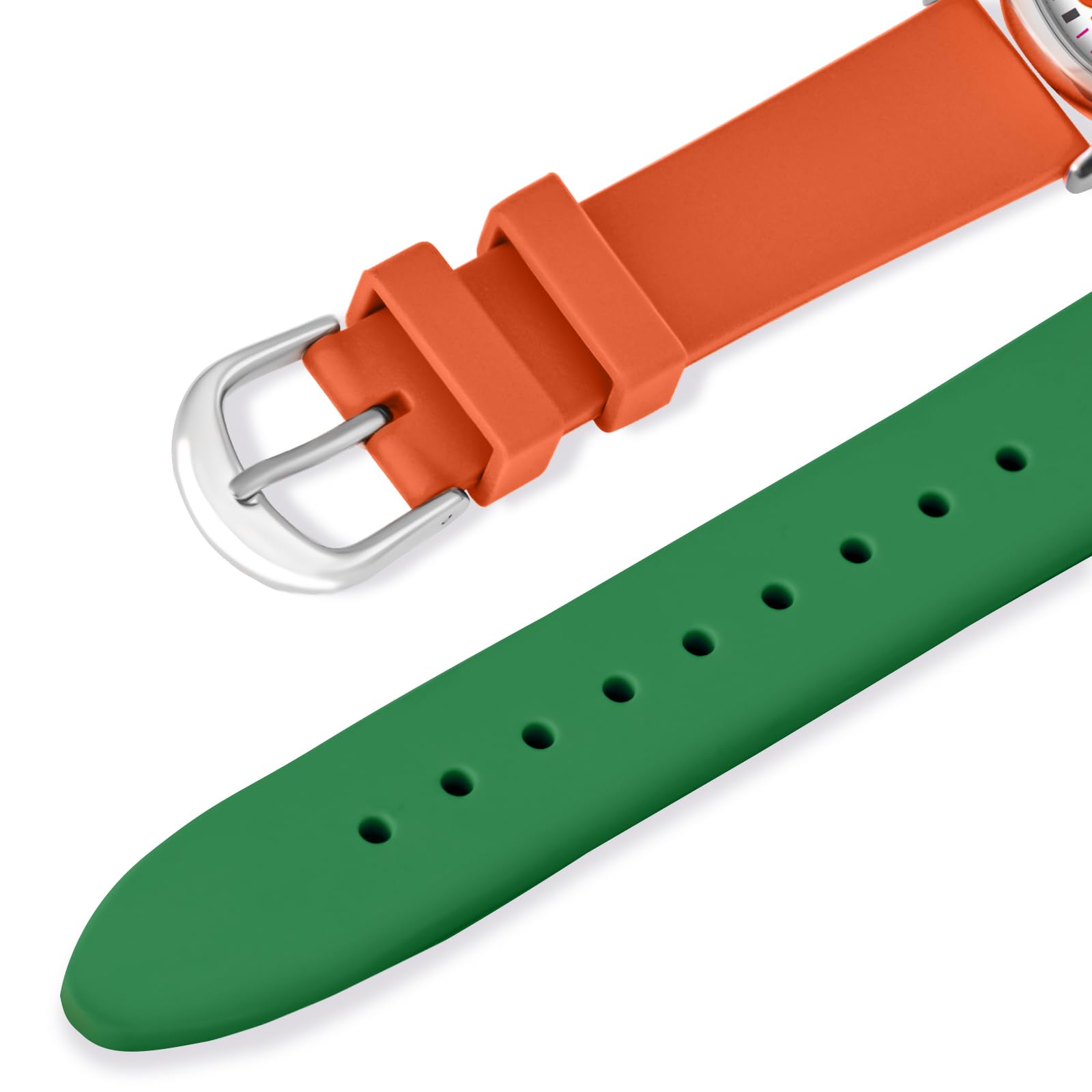 Foto 6 pulgar | Reloj Bisley Para Mujer, Correa De Silicona Naranja/verde, Funda De 38 Mm - Venta Internacional.