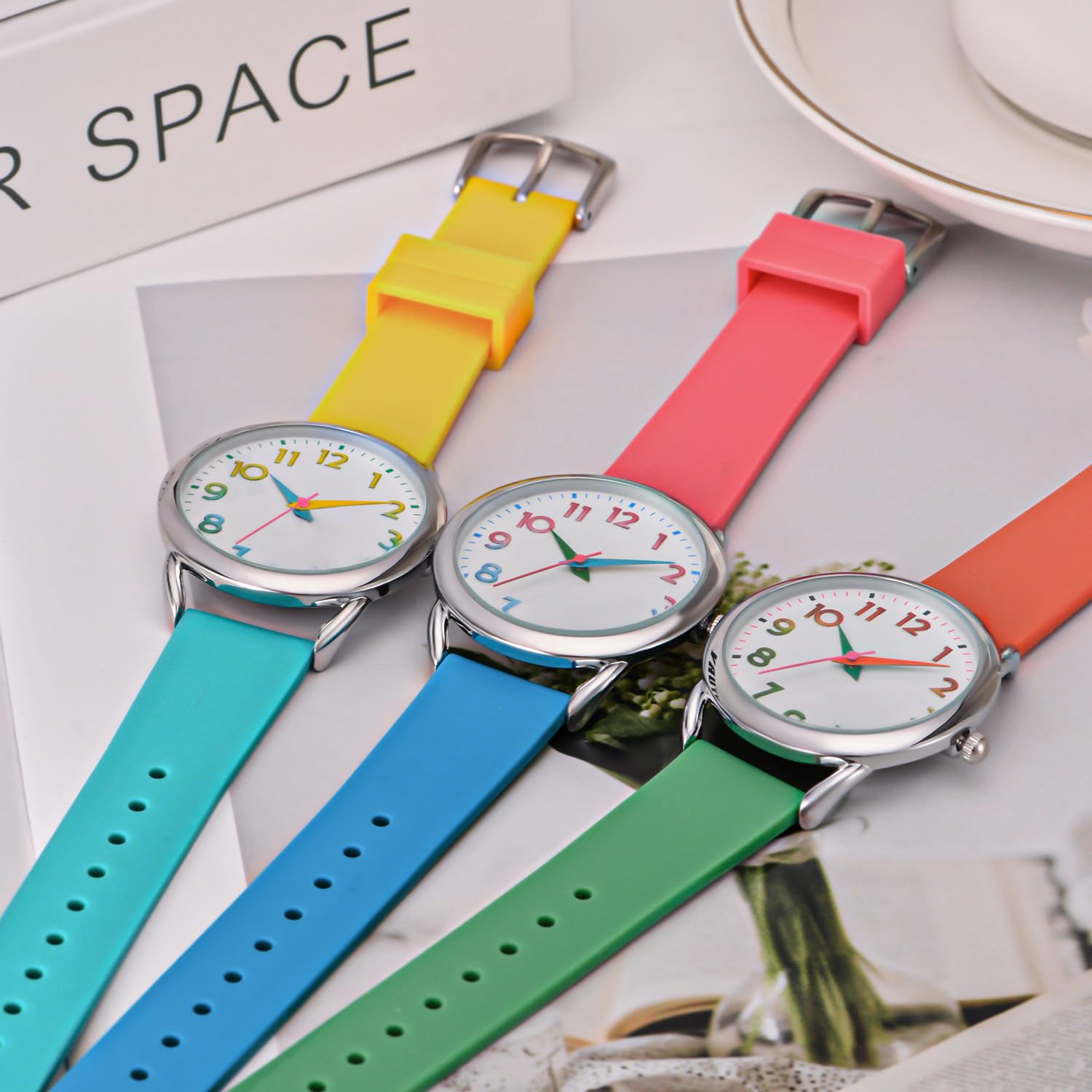 Foto 7 pulgar | Reloj Bisley Para Mujer, Correa De Silicona Naranja/verde, Funda De 38 Mm - Venta Internacional.