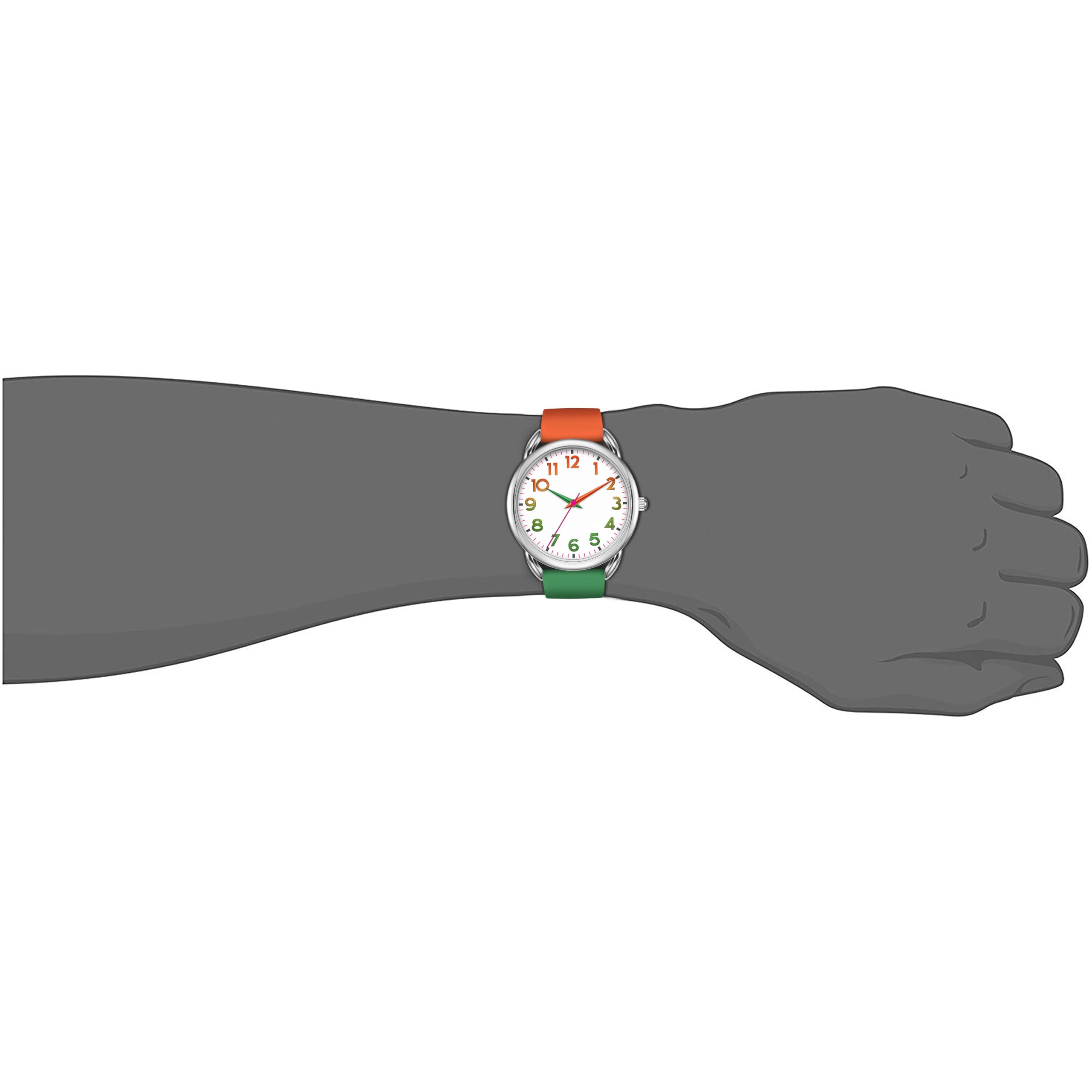 Foto 8 pulgar | Reloj Bisley Para Mujer, Correa De Silicona Naranja/verde, Funda De 38 Mm - Venta Internacional.