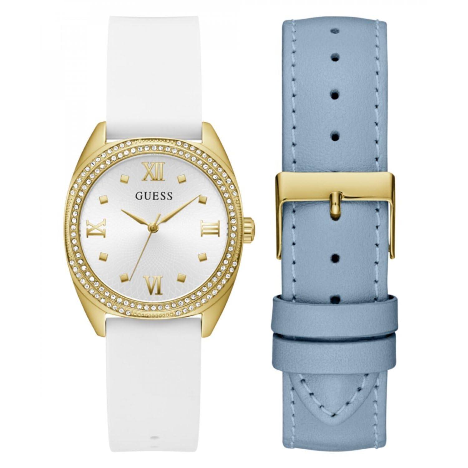 Foto 2 pulgar | Reloj Guess Para Mujer, Carcasa De 34 Mm, Esfera Blanca Y Correas Intercambiables - Venta Internacional.