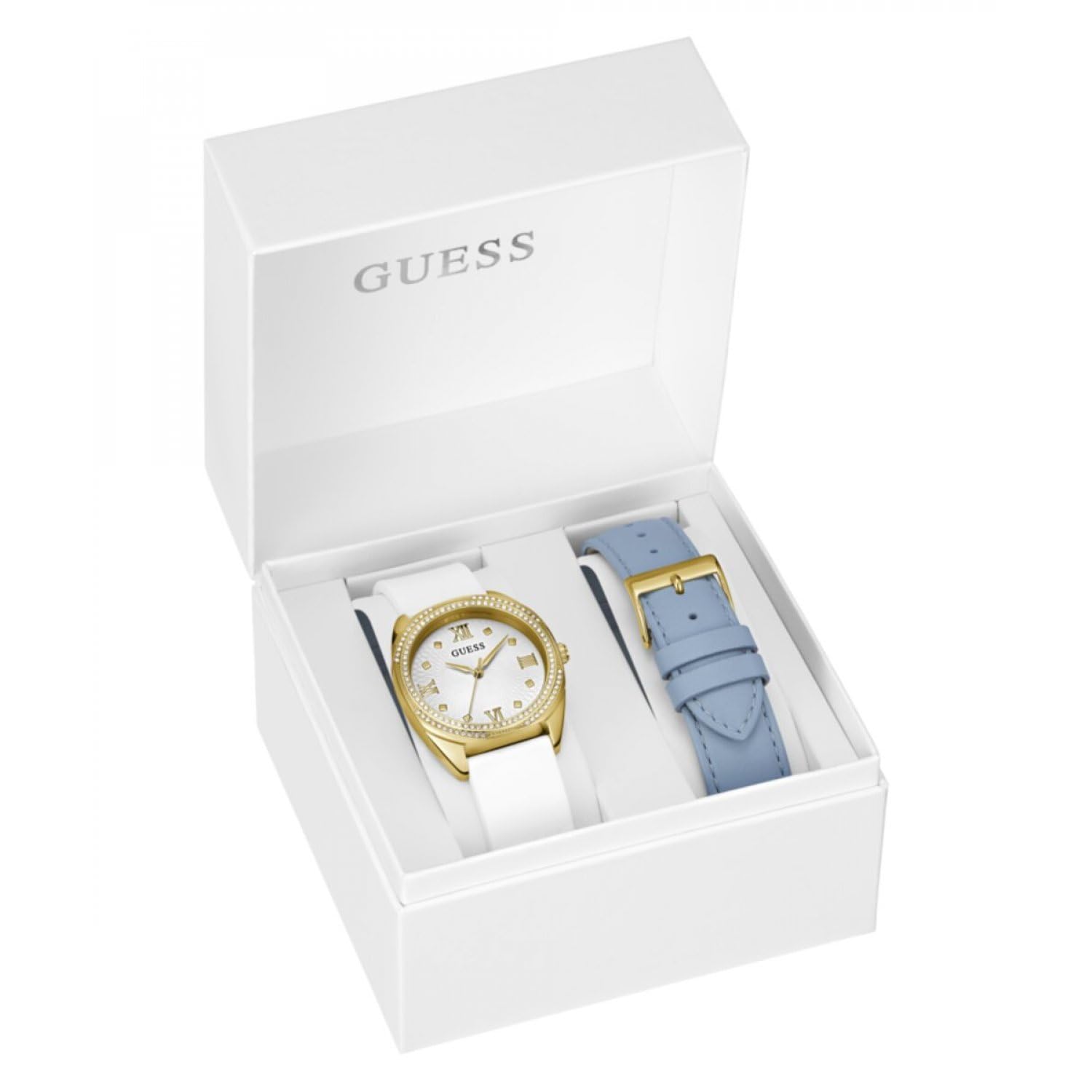 Foto 3 pulgar | Reloj Guess Para Mujer, Carcasa De 34 Mm, Esfera Blanca Y Correas Intercambiables - Venta Internacional.