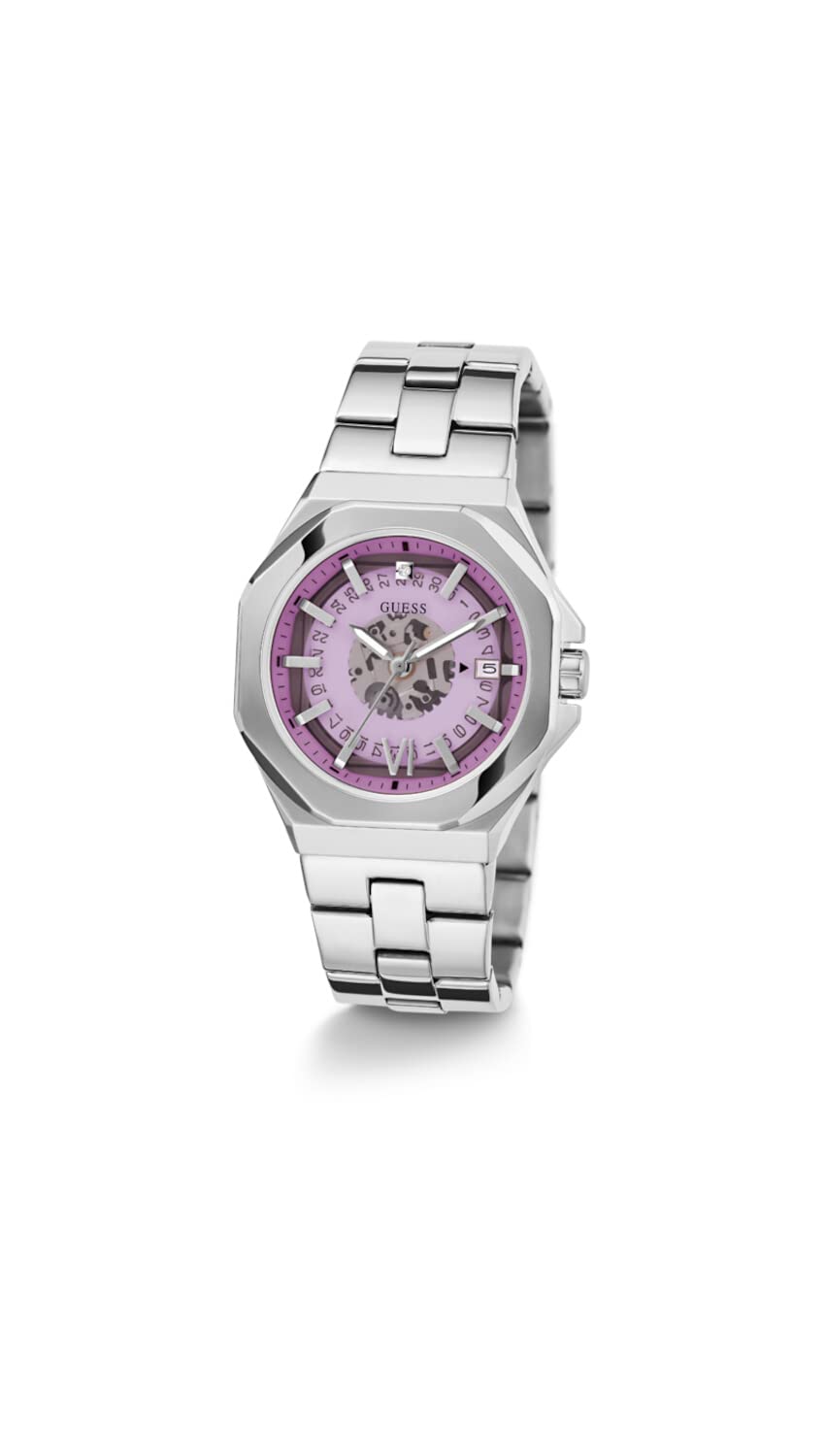 Foto 6 pulgar | Reloj Guess Para Mujer, Correa Plateada, Esfera Rosa, Caja De 34 Mm - Venta Internacional.