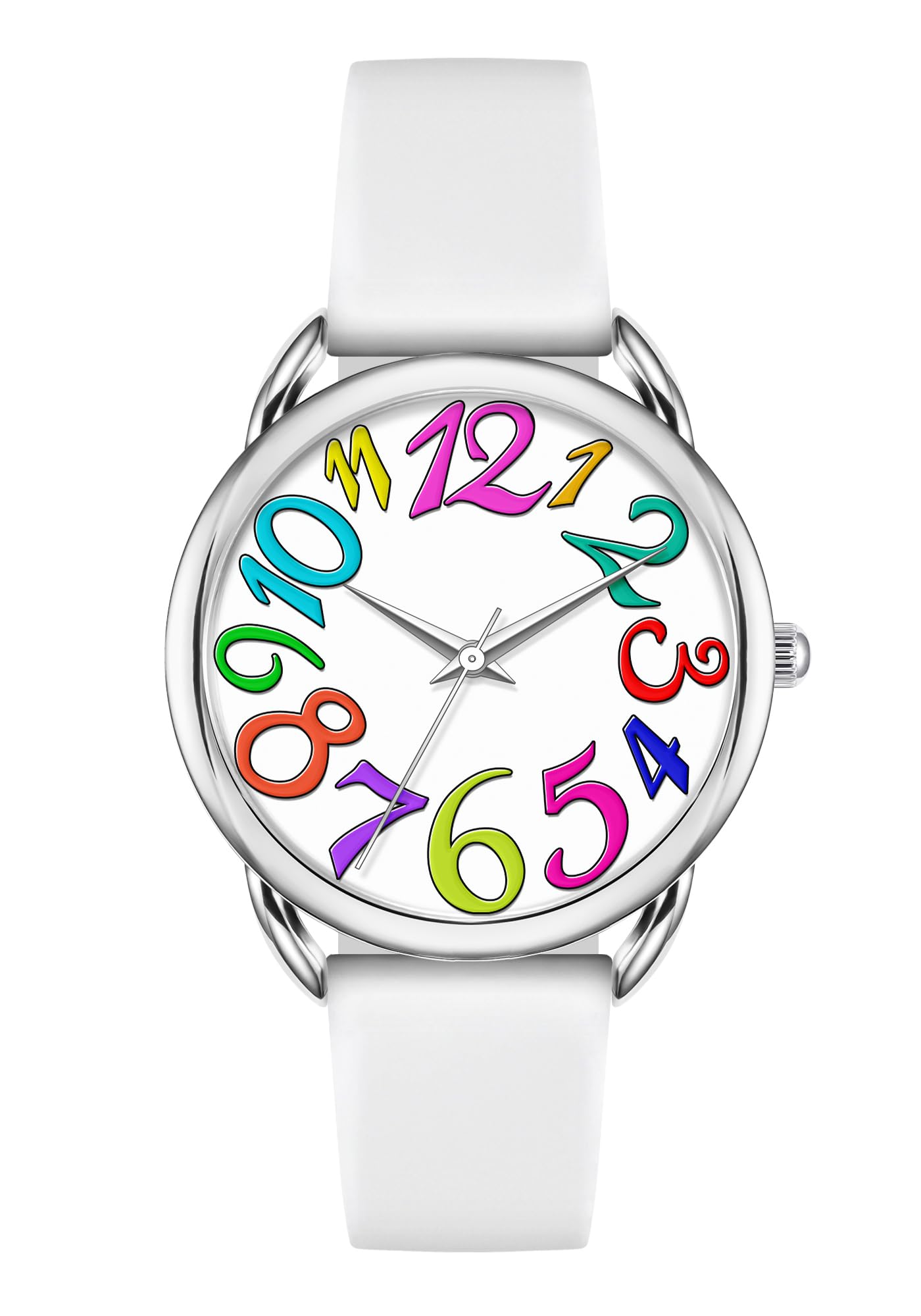 Reloj Bisley Para Mujer, Blanco, Con Colorida Esfera Con Números Arábigos - Venta Internacional.