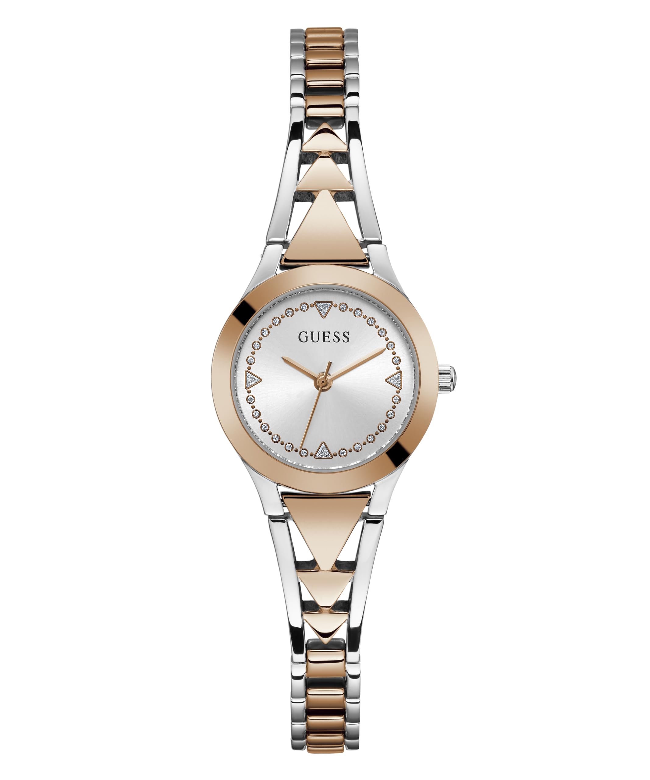 Reloj Guess G-link Para Mujer, Esfera Plateada Bicolor, Caja De 26 Mm - Venta Internacional.