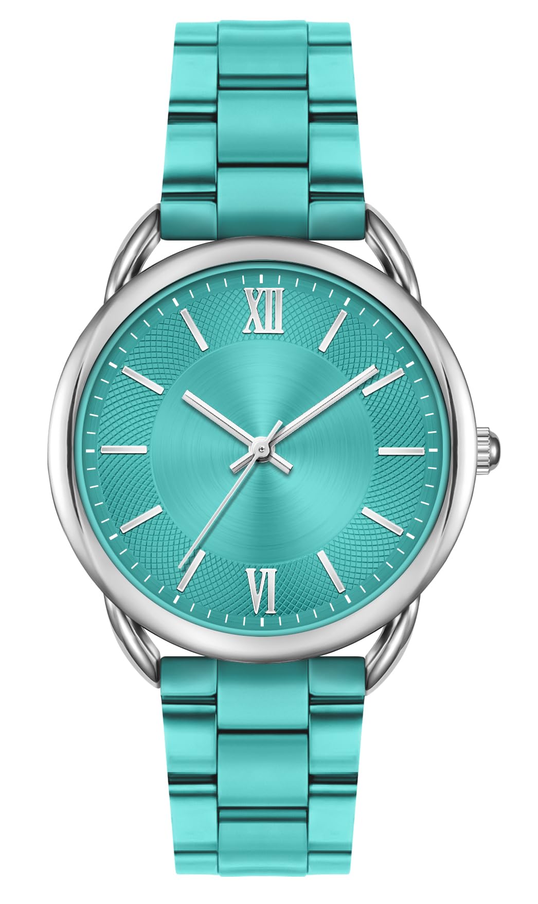 Reloj Bisley, Pulsera De Metal Verde Para Mujer, Esfera Romana, 36 Mm - Venta Internacional.