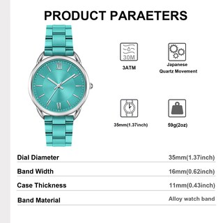 Foto 5 | Reloj Bisley, Pulsera De Metal Verde Para Mujer, Esfera Romana, 36 Mm - Venta Internacional.