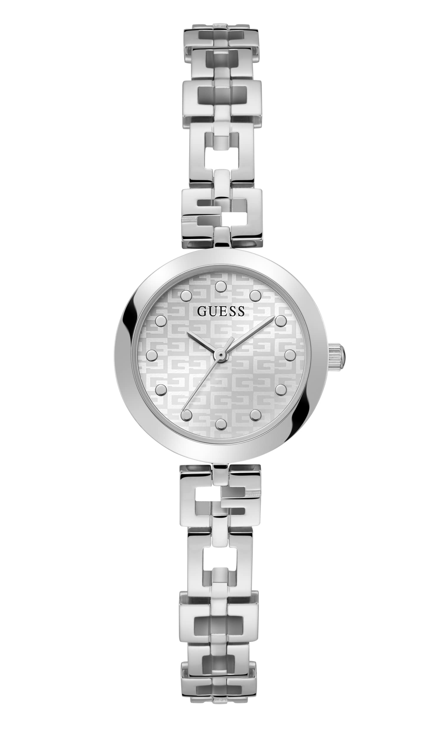 Reloj Guess G-link Para Mujer, Carcasa Plateada De 26 Mm, Resistente Al Agua - Venta Internacional.