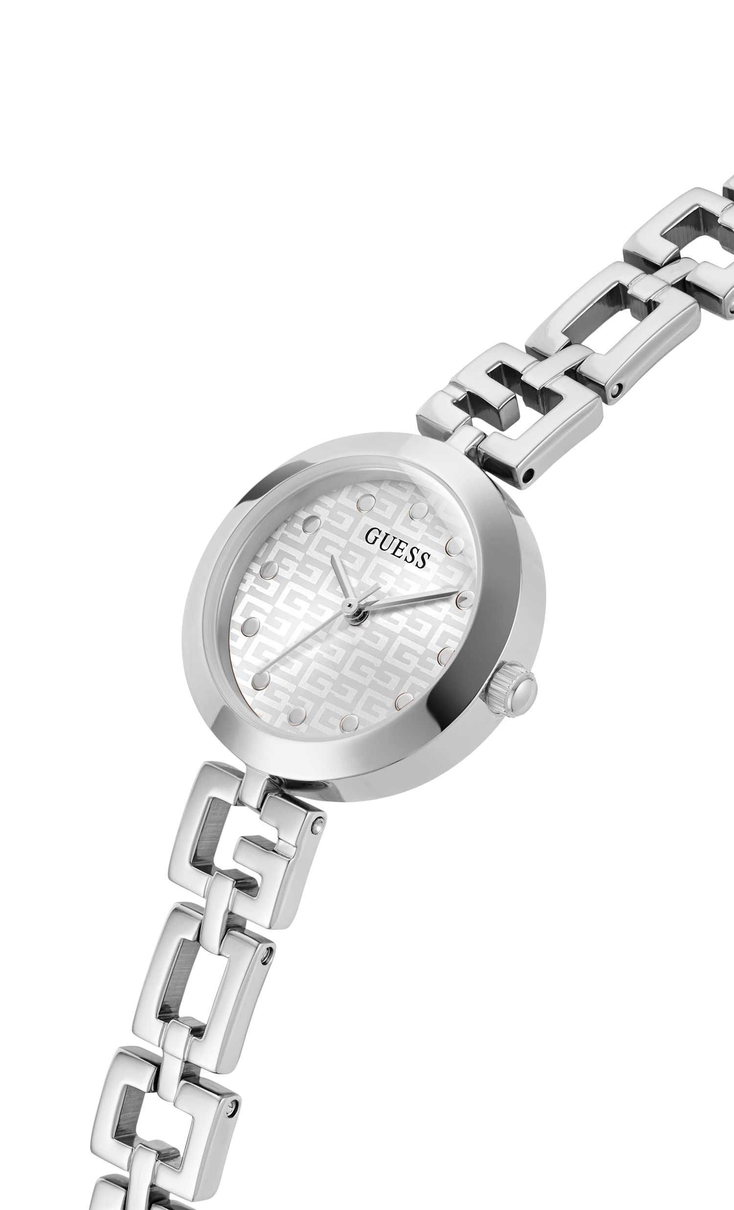 Foto 5 pulgar | Reloj Guess G-link Para Mujer, Carcasa Plateada De 26 Mm, Resistente Al Agua - Venta Internacional.