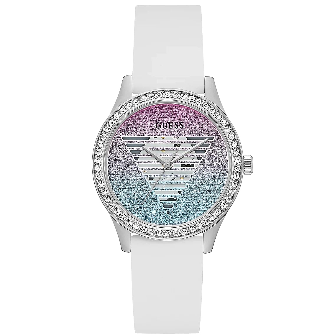 Foto 2 pulgar | Reloj Guess Para Mujer Con Correa De Silicona Blanca De 38 Mm Y Esfera Multicolor - Venta Internacional.