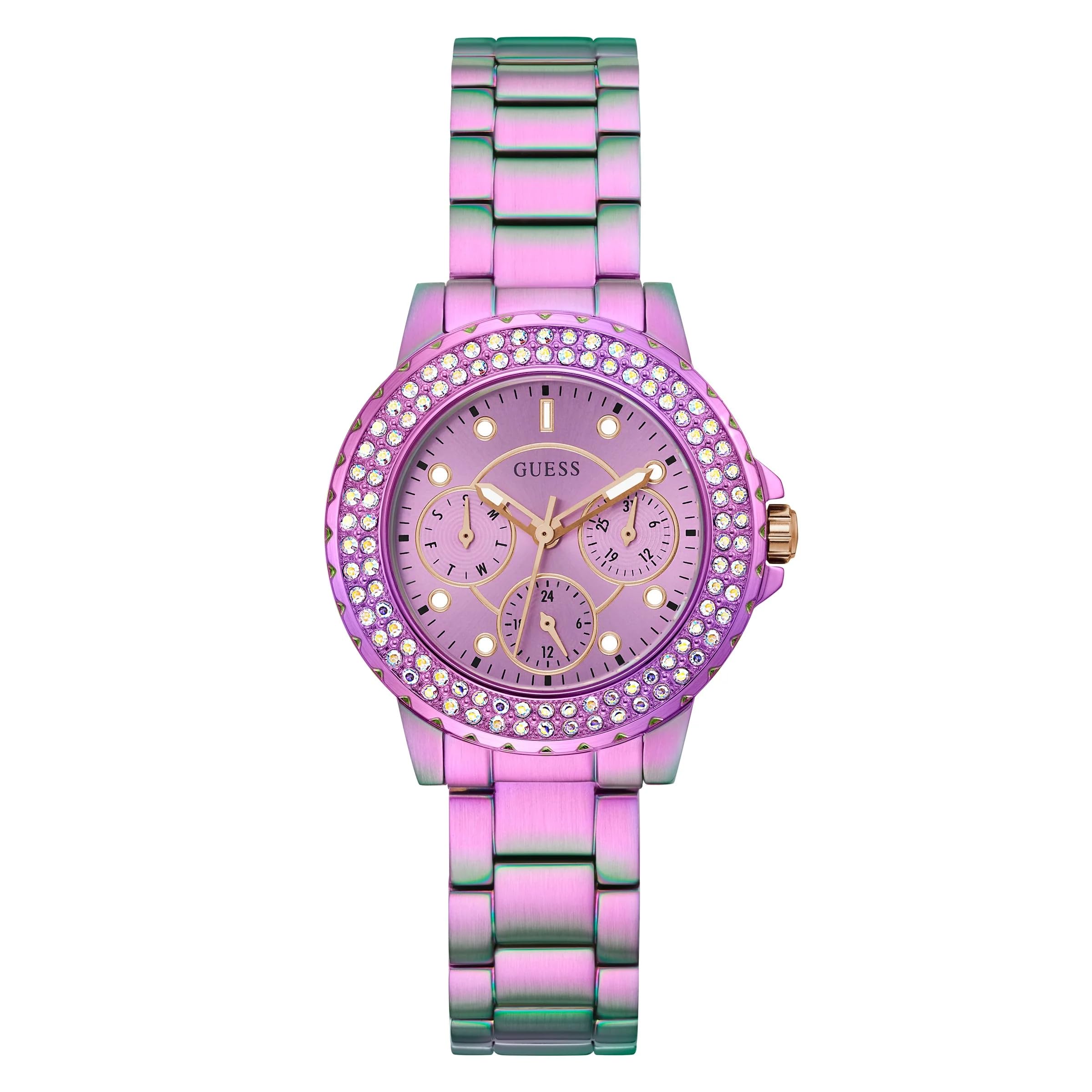 Foto 2 pulgar | Reloj Deportivo Multifunción De Cristal Guess Para Mujer, 36 Mm, Color Morado - Venta Internacional.