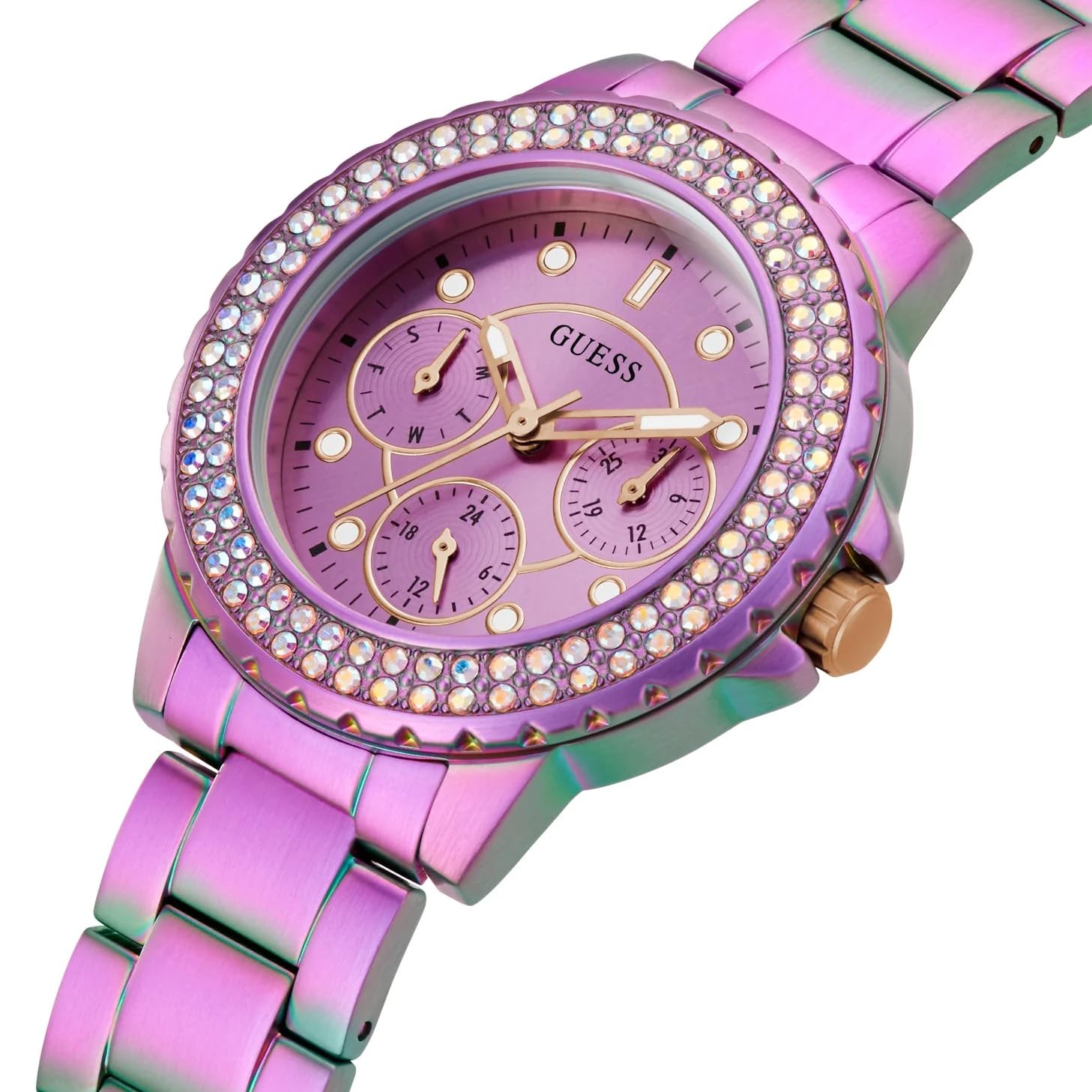 Foto 4 pulgar | Reloj Deportivo Multifunción De Cristal Guess Para Mujer, 36 Mm, Color Morado - Venta Internacional.