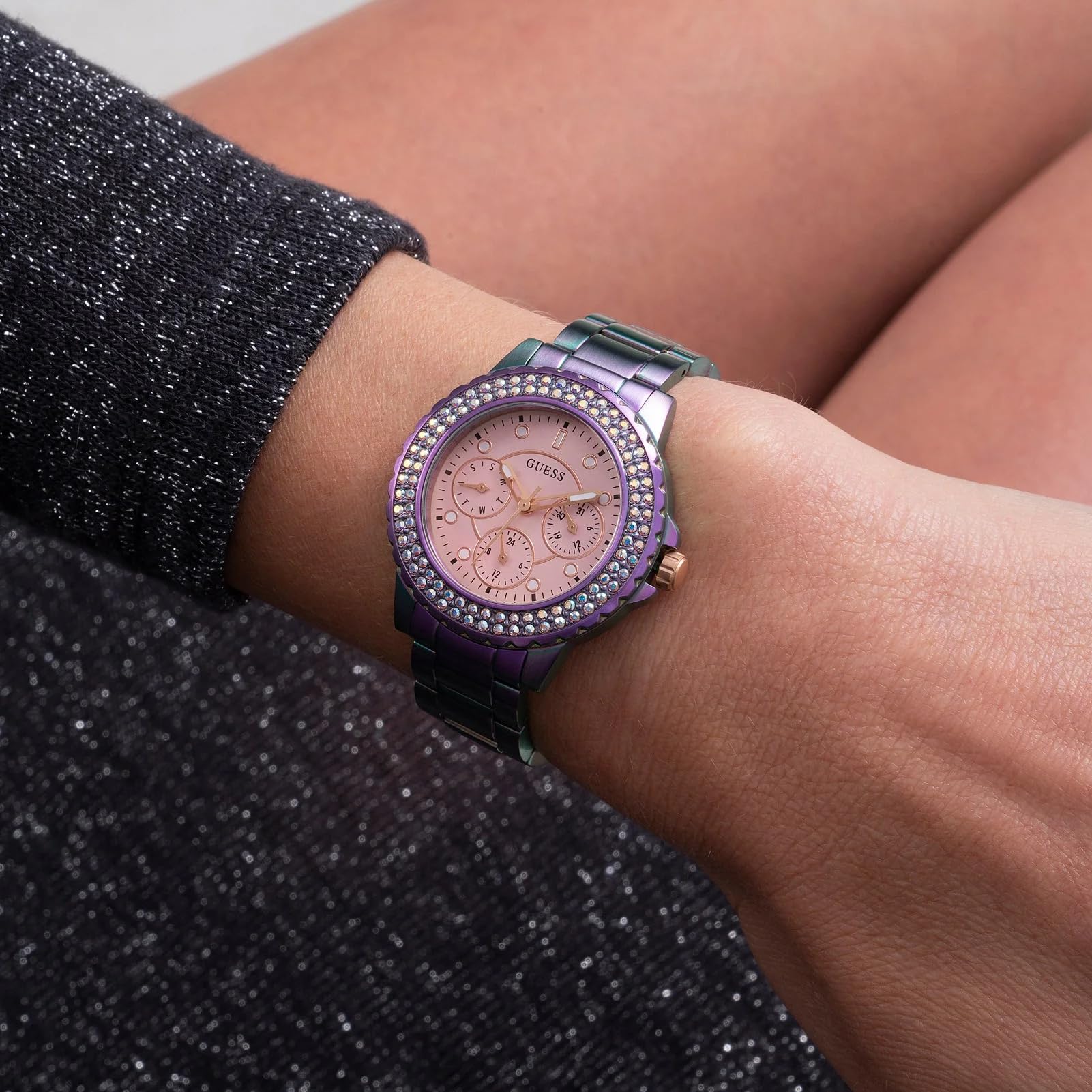 Foto 6 pulgar | Reloj Deportivo Multifunción De Cristal Guess Para Mujer, 36 Mm, Color Morado - Venta Internacional.