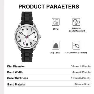 Foto 4 | Reloj Bisley Para Mujer Con Correa De Silicona Negra Y Funda De 35 Mm - Venta Internacional.