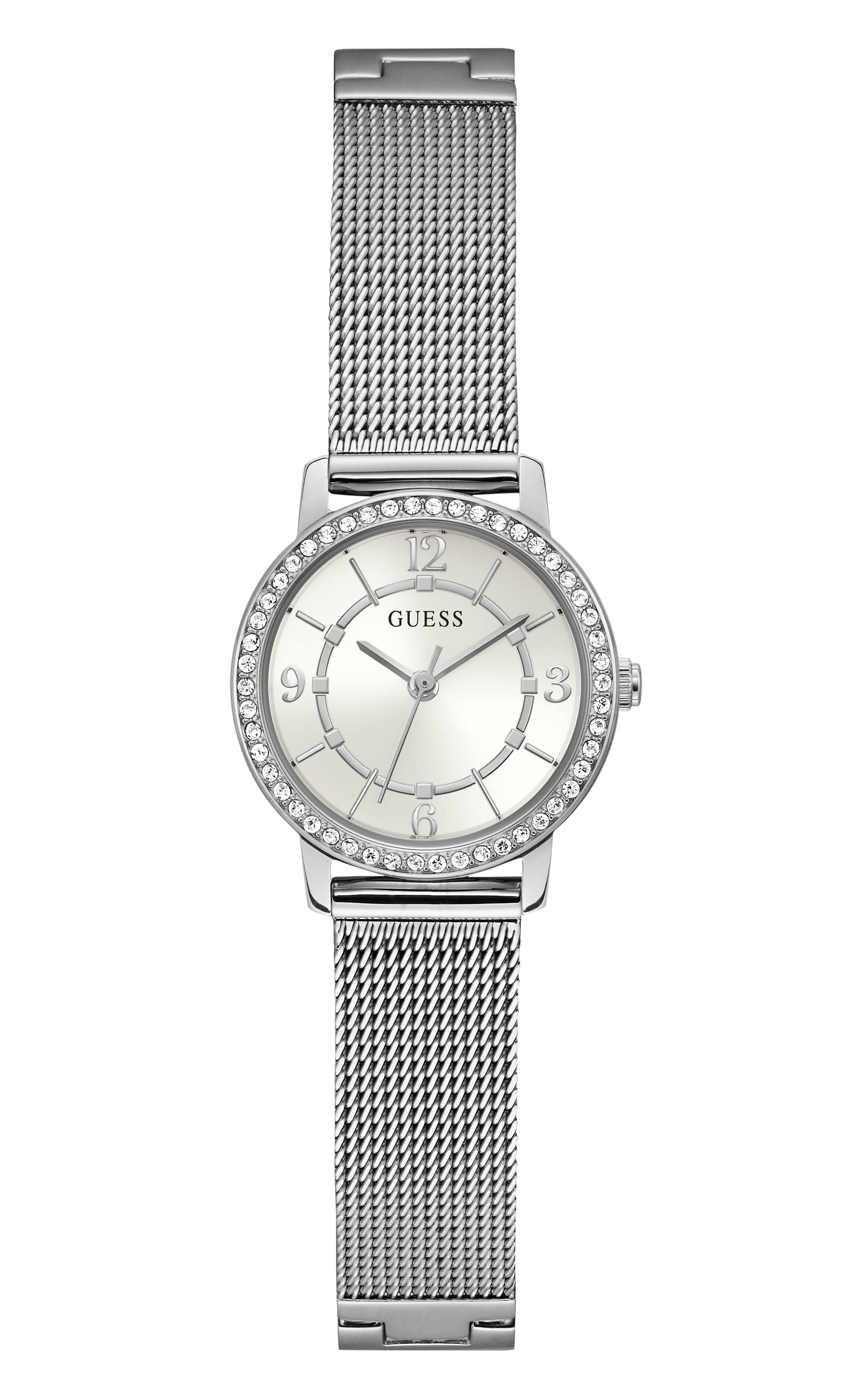 Foto 2 pulgar | Reloj Guess Para Mujer En Tono Plateado Con Esfera Blanca Y Caja De 28 Mm - Venta Internacional.