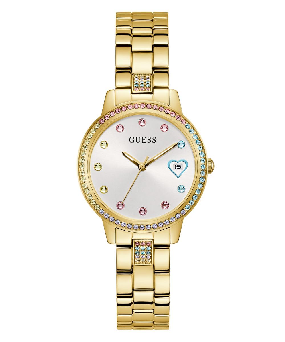 Foto 2 pulgar | Pulsera Watch Guess Para Mujer En Tono Dorado De 34 Mm Con Esfera Blanca - Venta Internacional.