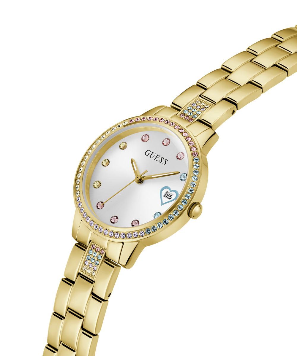 Foto 3 pulgar | Pulsera Watch Guess Para Mujer En Tono Dorado De 34 Mm Con Esfera Blanca - Venta Internacional.