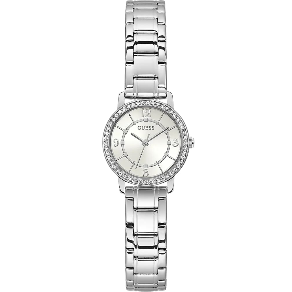 Foto 2 pulgar | Funda De Pulsera Para Mujer Watch Guess, 28 Mm, Tono Plateado, Esfera Blanca - Venta Internacional.