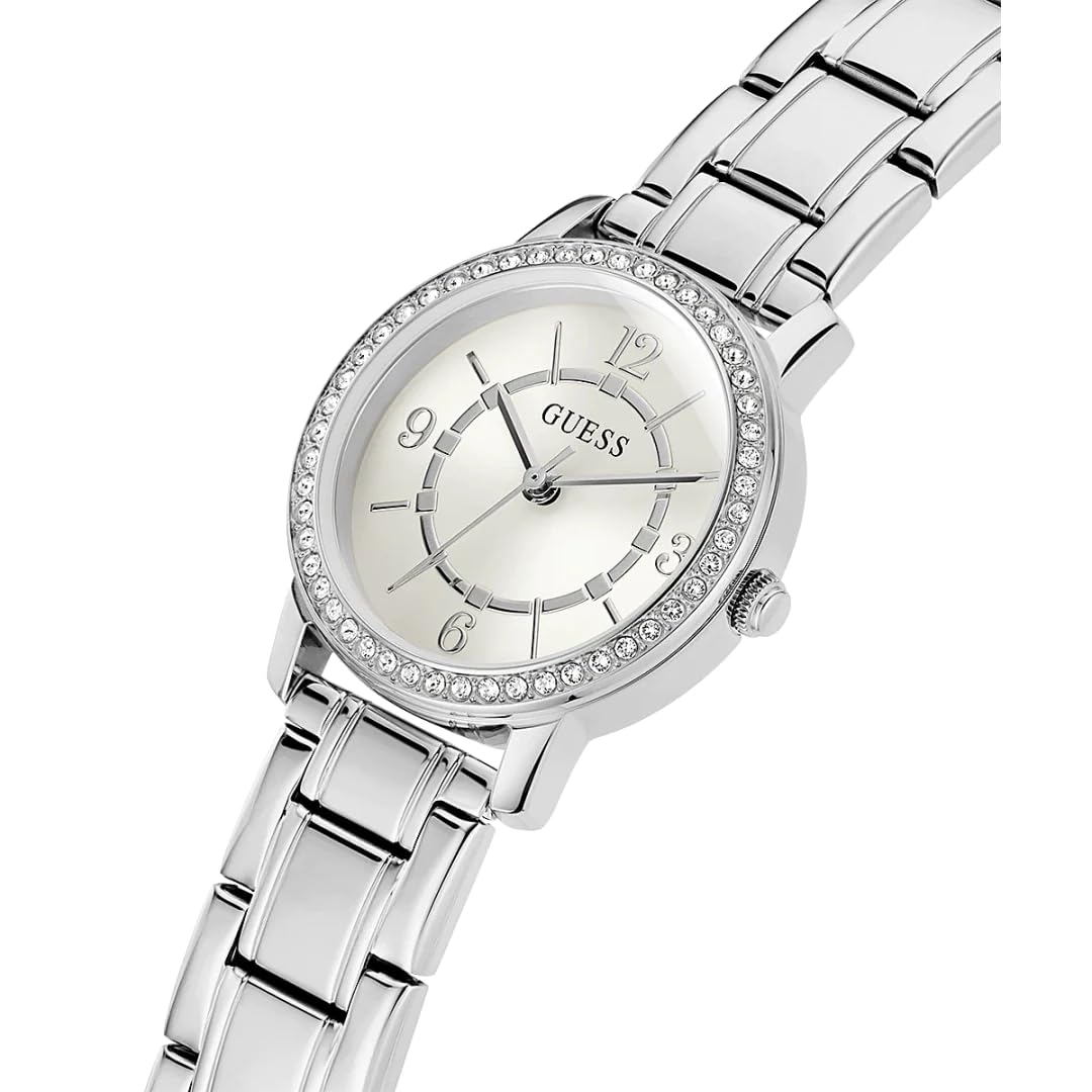 Foto 5 pulgar | Funda De Pulsera Para Mujer Watch Guess, 28 Mm, Tono Plateado, Esfera Blanca - Venta Internacional.