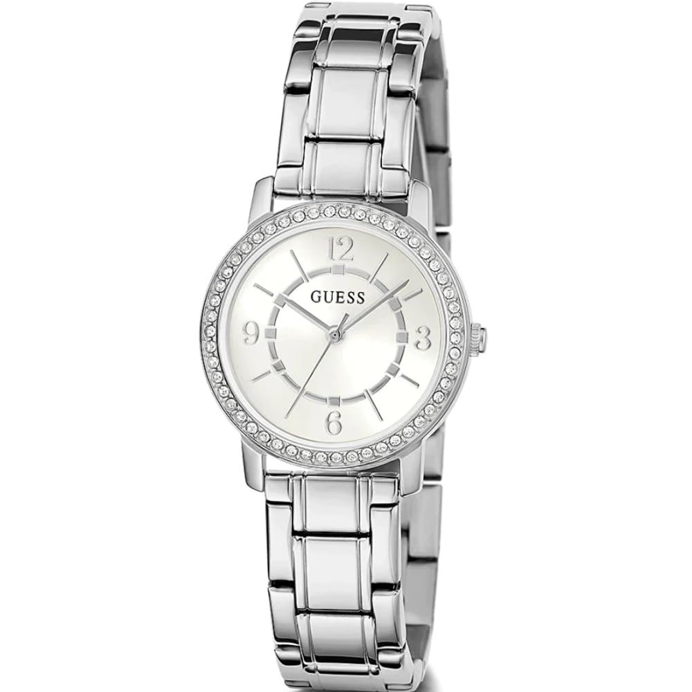 Foto 6 pulgar | Funda De Pulsera Para Mujer Watch Guess, 28 Mm, Tono Plateado, Esfera Blanca - Venta Internacional.