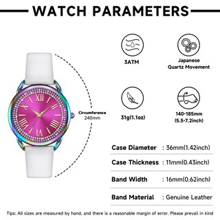 Foto 2 | Reloj Bisley Rainbow Analog Para Mujer Con Correa De Piel Blanca - Venta Internacional.