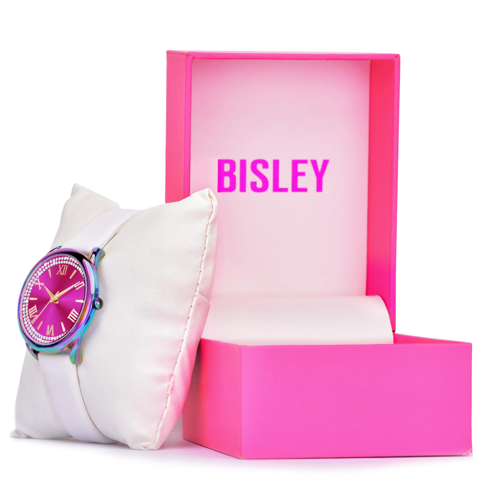 Foto 5 | Reloj Bisley Rainbow Analog Para Mujer Con Correa De Piel Blanca - Venta Internacional.