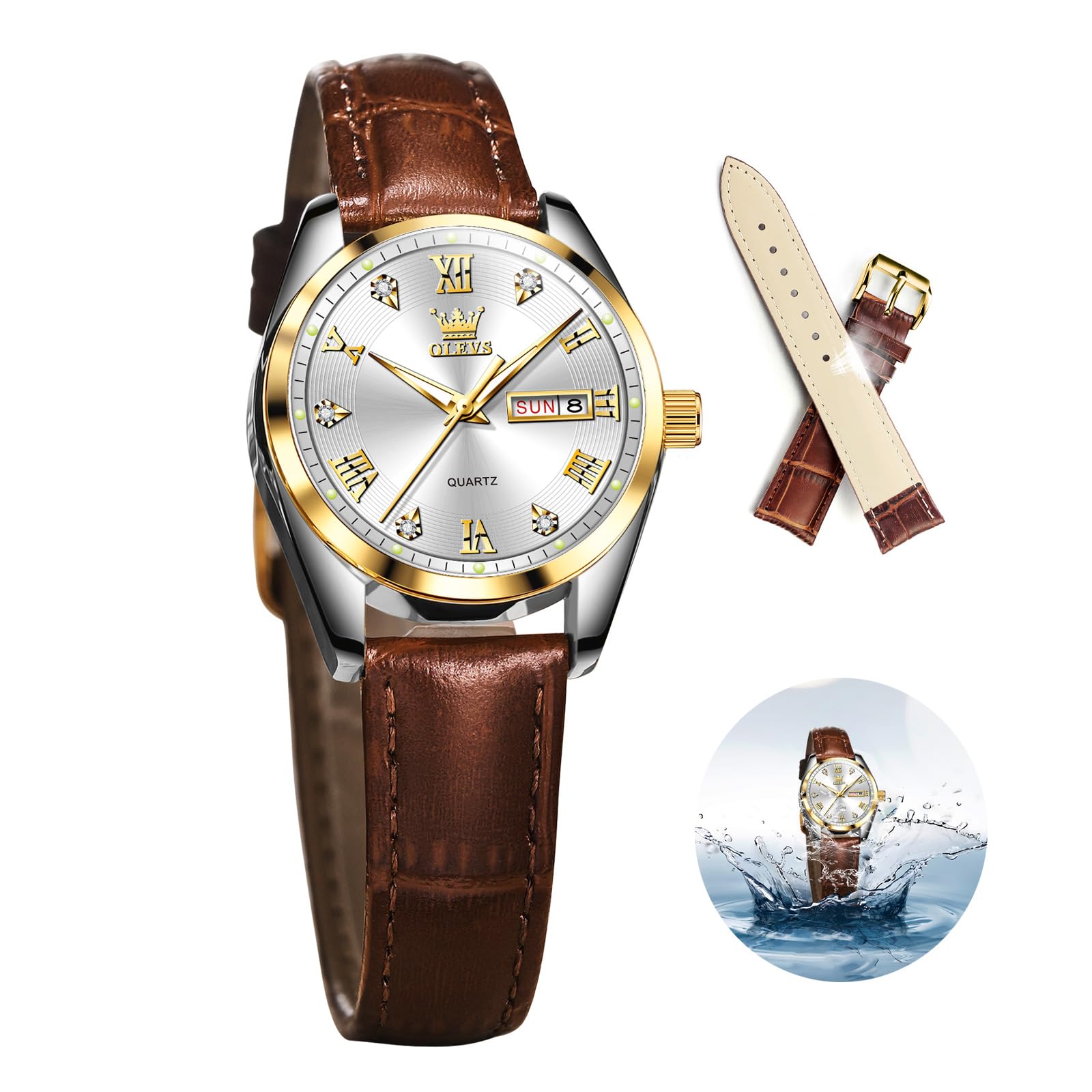 Reloj Olevs Classic Leather Para Mujer Impermeable Marrón - Venta Internacional.